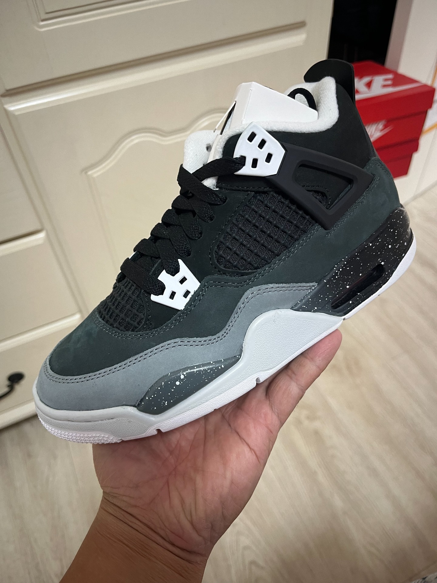 custom review-Jordan Air Джордан 4 Противоскользящие Анти-KICK Высокий Топ Детские Баскетбольные Кроссовки Черные