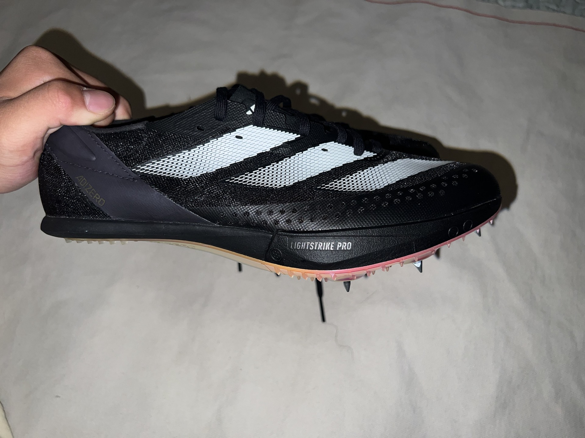 custom review-Adidas Adizero Prime Устойчивый к истиранию Низкий Топ Спринт Беговые Кроссовки Мужские Черный Белый