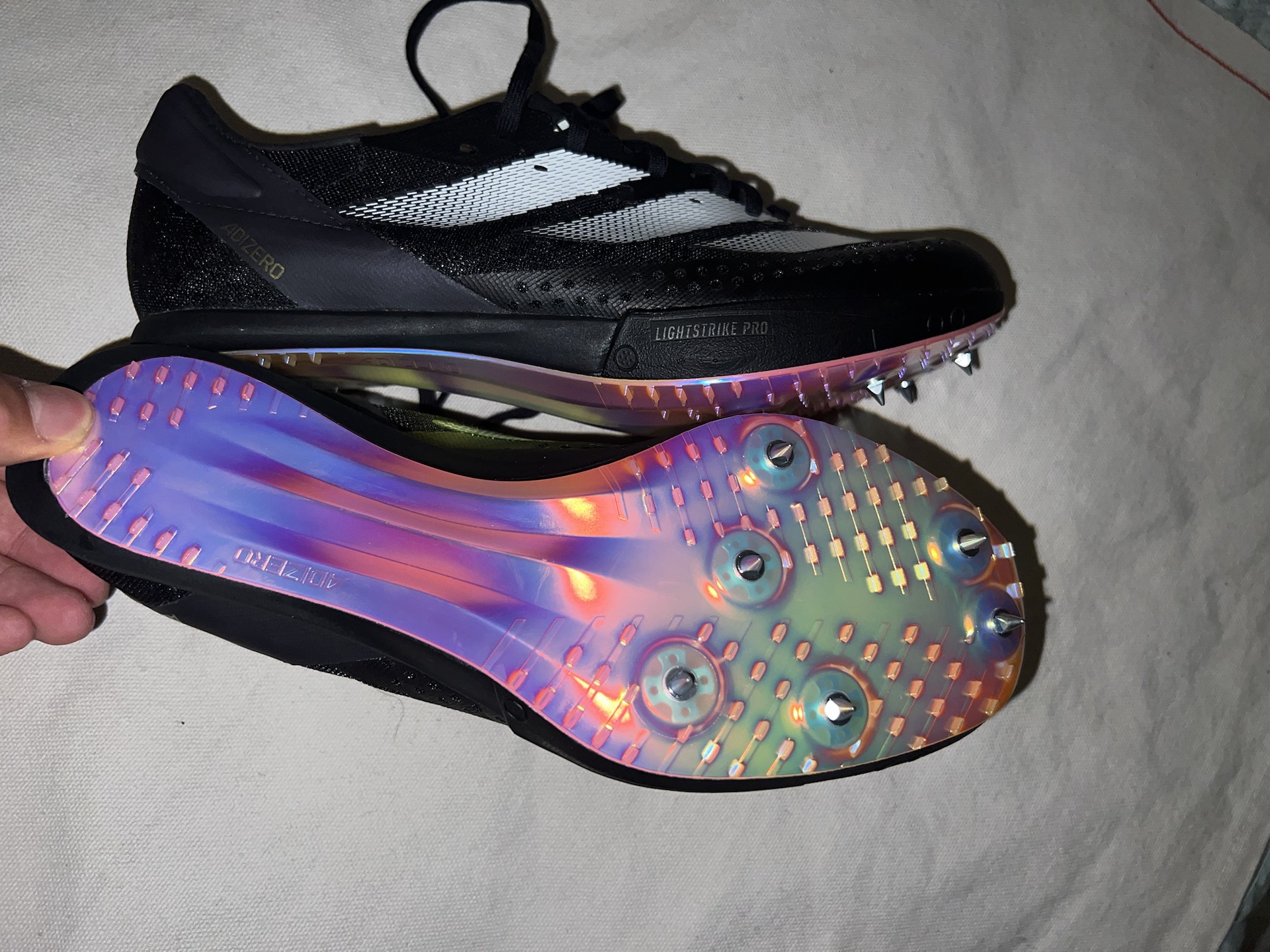 custom review-Adidas Adizero Prime Устойчивый к истиранию Низкий Топ Спринт Беговые Кроссовки Мужские Черный Белый