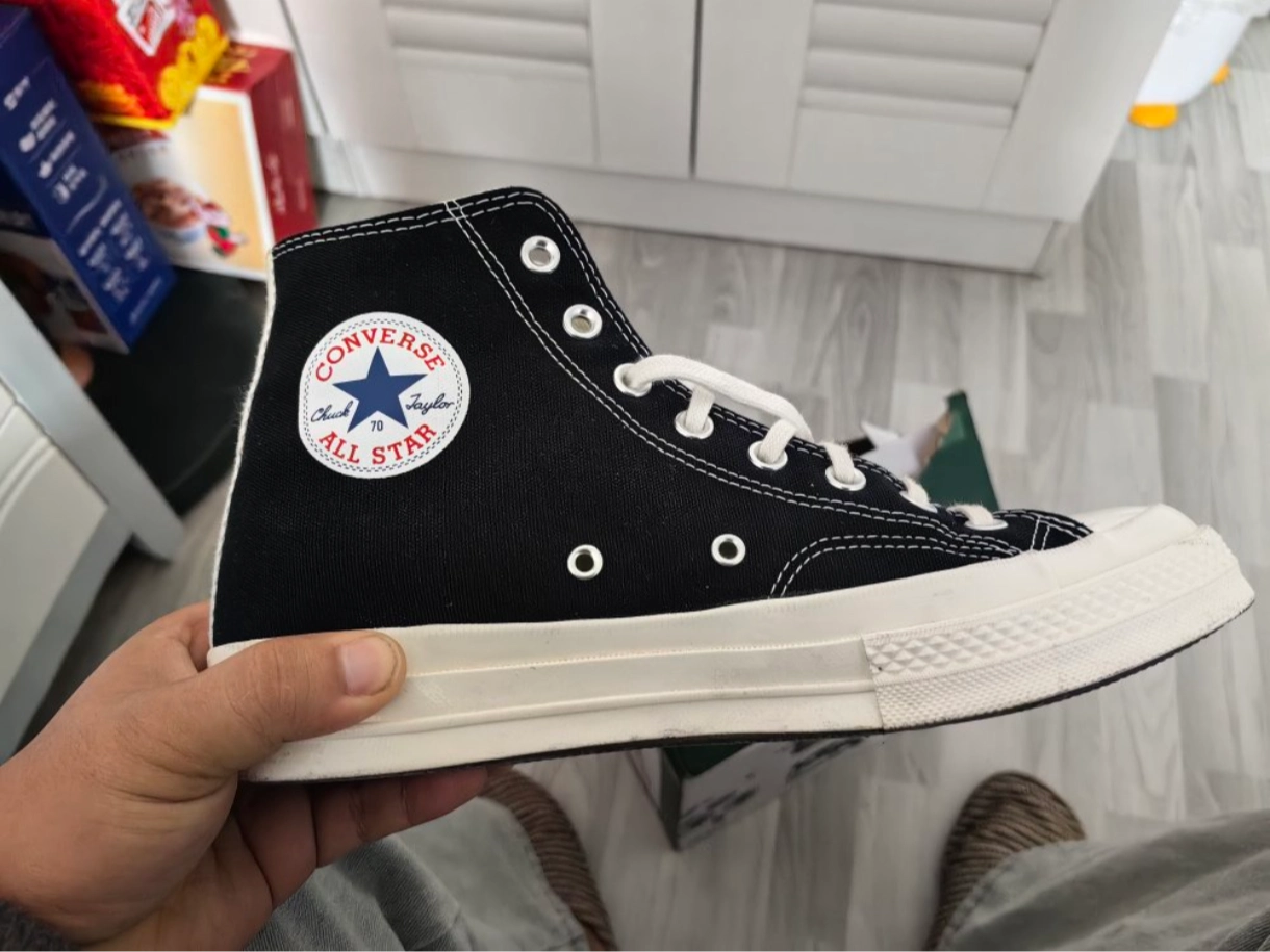 custom review-CDG x Converse Chuck Taylor All Star 70 Hi Устойчивые к истиранию высокие кеды унисекс черные