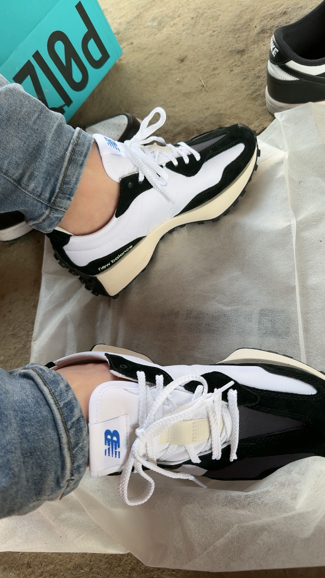 custom review-New Balance NB 327 Устойчивый к истиранию Дышащий Низкий Топ Повседневная Городская Коммутерская Беговая Обувь Унисекс Черный Белый