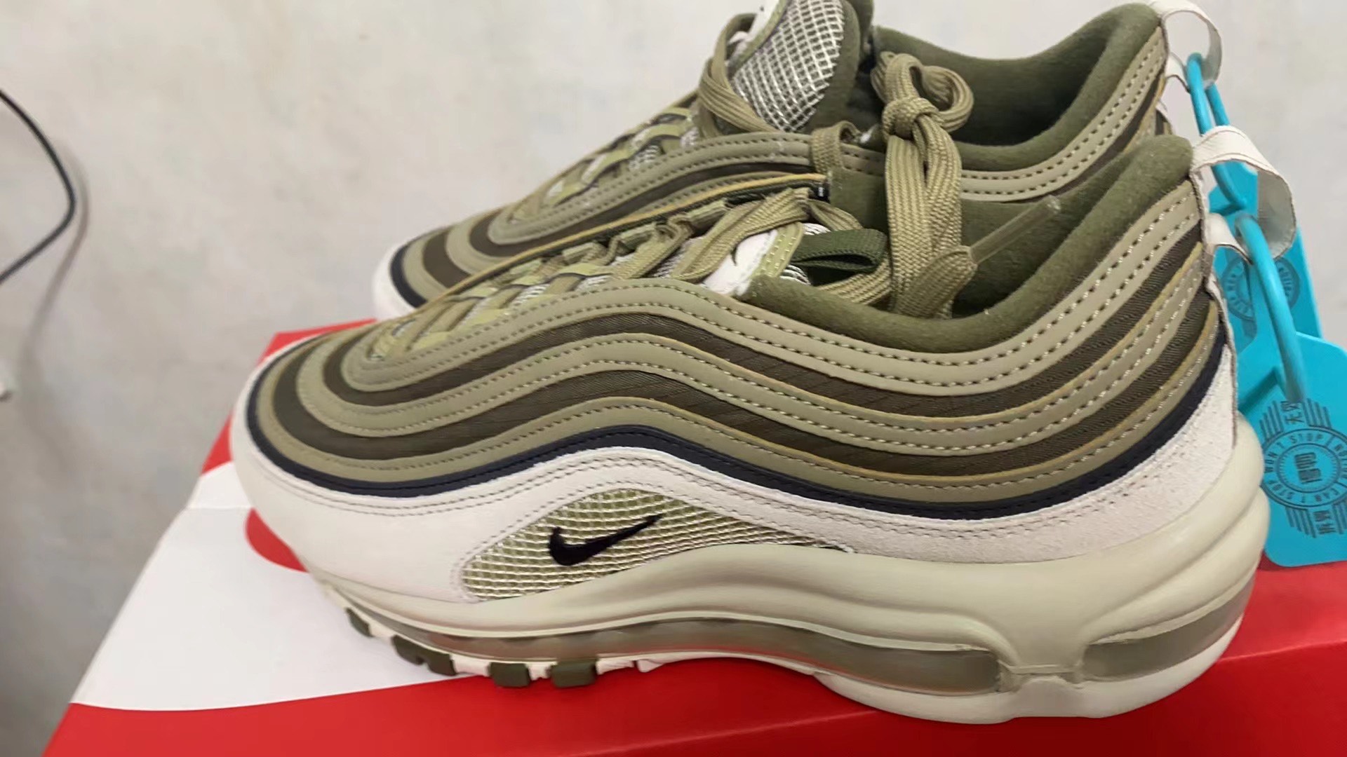 custom review-Nike Air Max 97 Устойчивый к истиранию Низкий Топ Casual Мужской Зеленый
