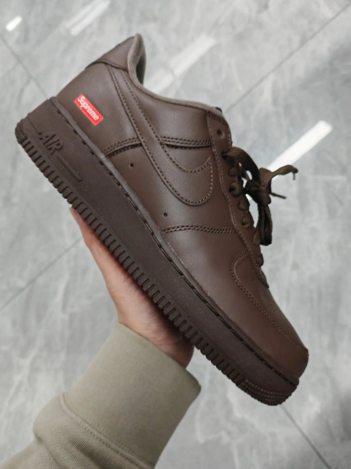 custom review-Supreme x Nike Air Force 1 'Барочный коричневый' Низкие кроссовки для скейтбординга Мужские Коричневые