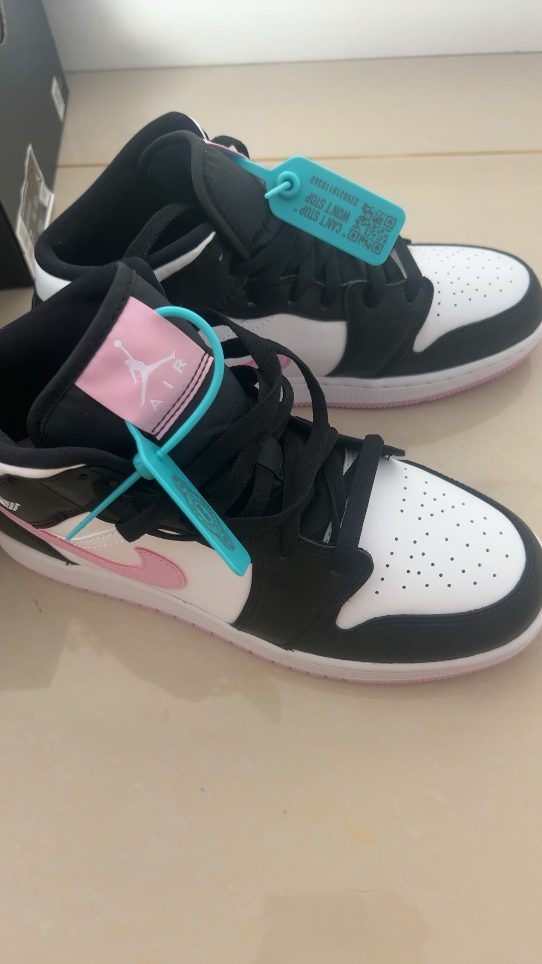custom review-Jordan 1 Mid White Black Light Arctic Pink GS