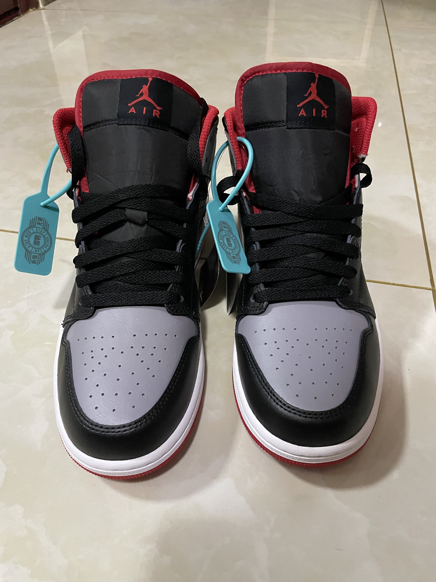 custom review-Jordan Air Jordan 1 Shadow Fire Red MID Топ Винтажные баскетбольные кроссовки Мужской Серый Черный