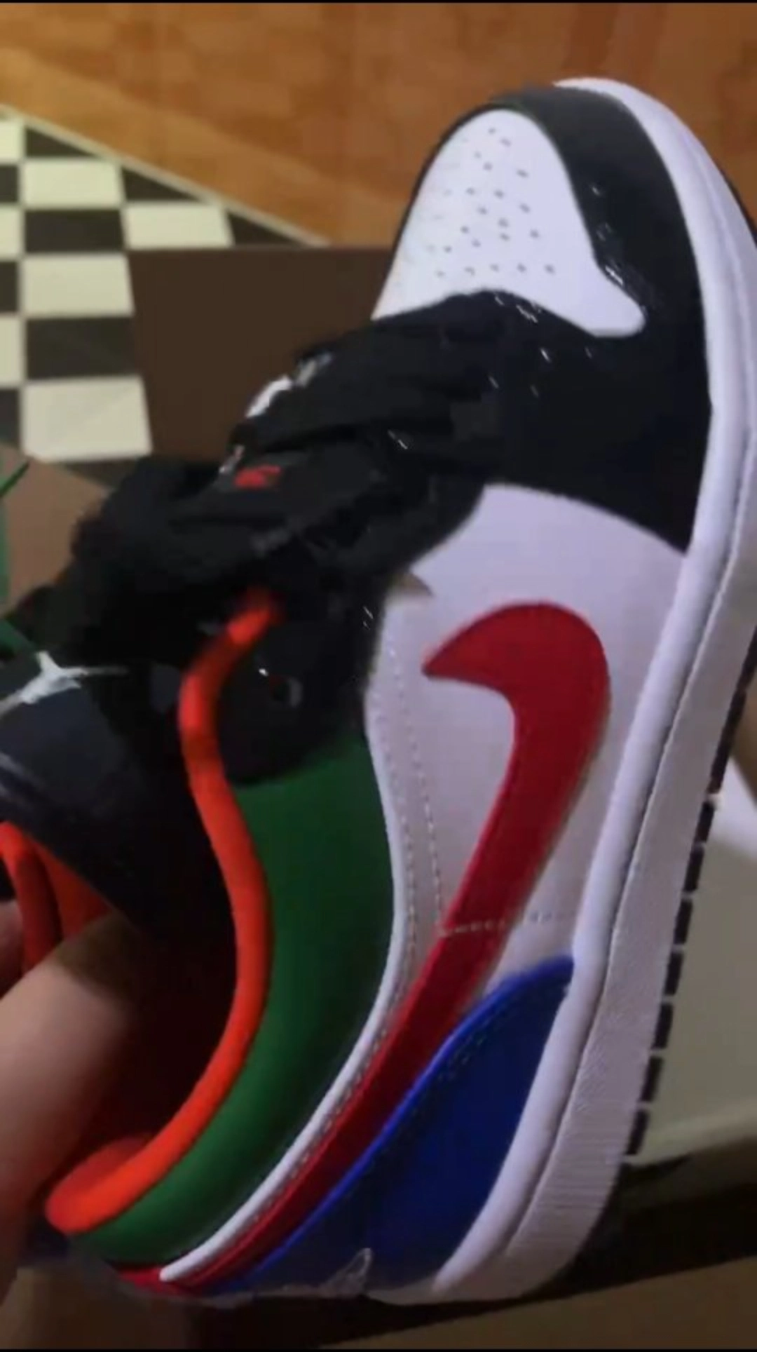 custom review-Jordan Air Jordan 1 Low 'MULTI Цвет' Низкий Топ Винтажные Баскетбольные Кроссовки Женские Черный Белый Зеленый