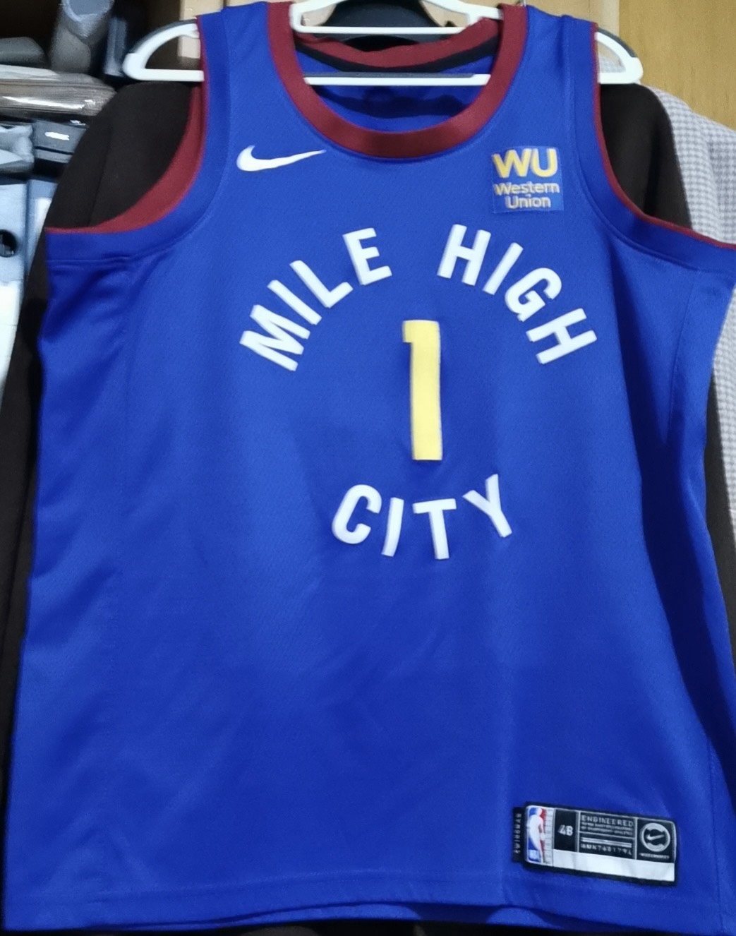 小迈克尔-波特,丹佛掘金队sw球衣,原版patch.