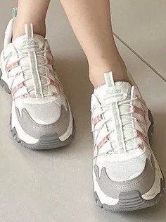 custom review-Skechers Высота Увеличивающая Устойчивая к Износу Дышащая Низкий Верх Уличная Обувь Женская Серый Белый