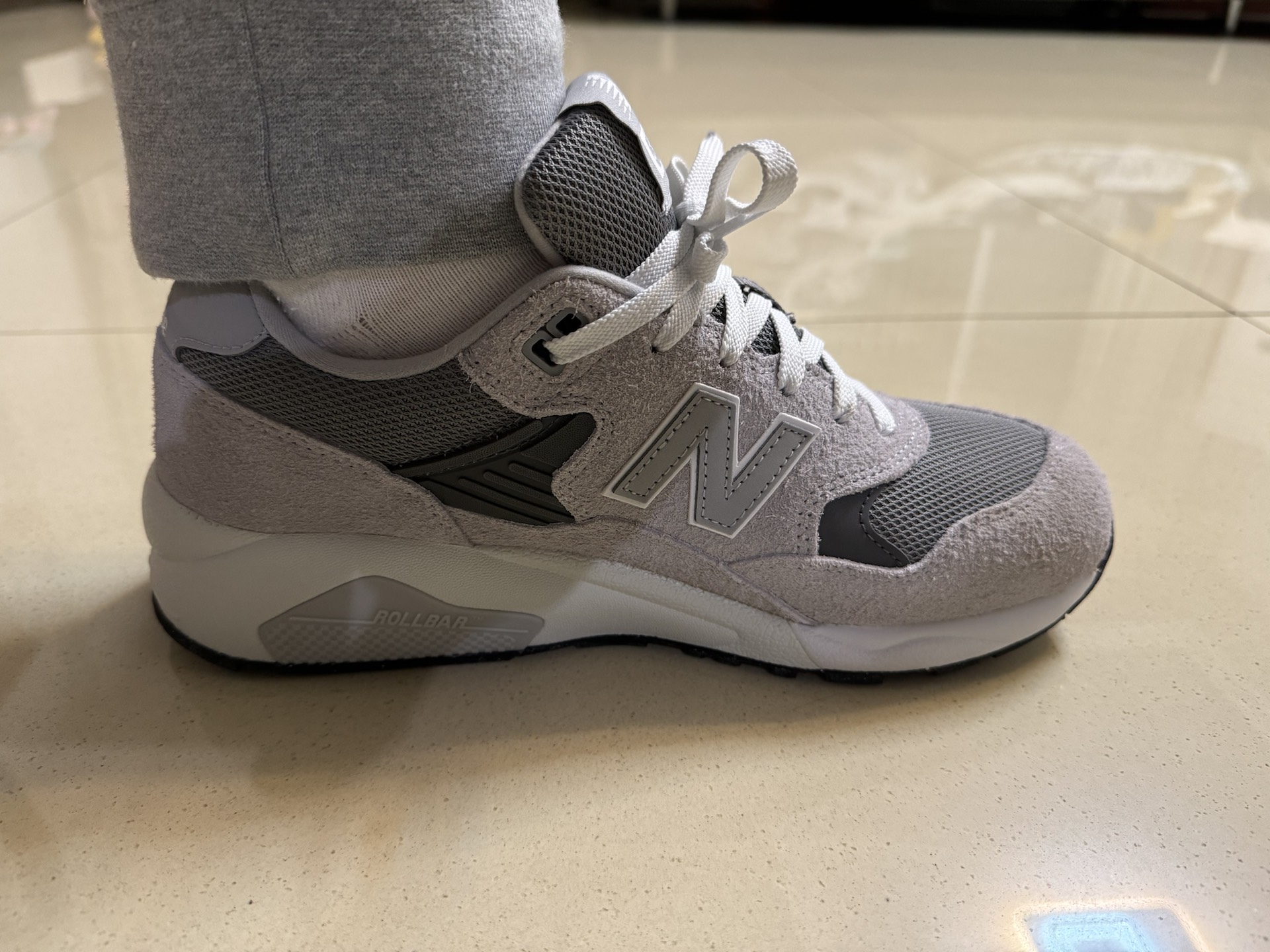 custom review-New Balance NB 580 Устойчивые к истиранию Низкие Кроссовки для Бега Унисекс Серый Белый