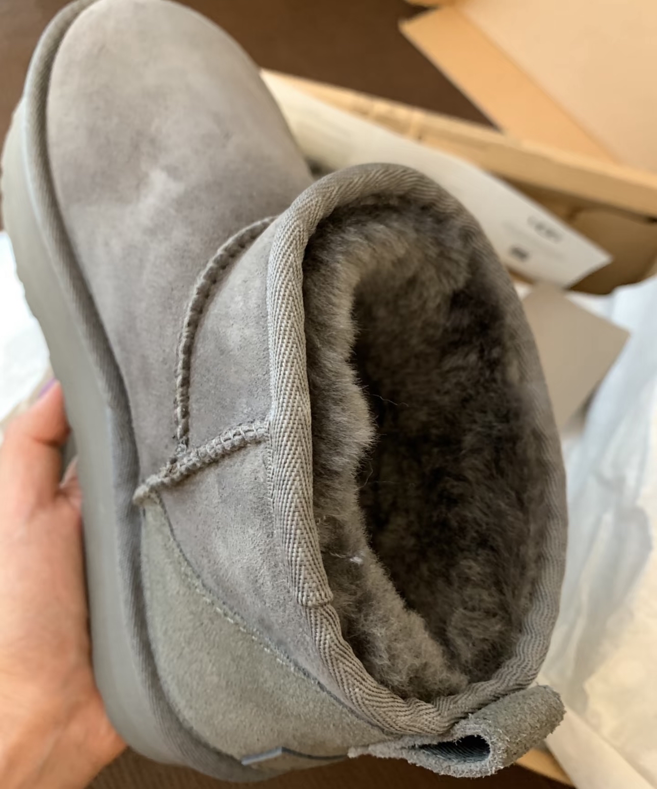 custom review-UGG CLASSIC ULTRA MINI Термостойкий противоскользящий ботинок для лодыжки (размер в длину) Снежные ботинки Женские Серый