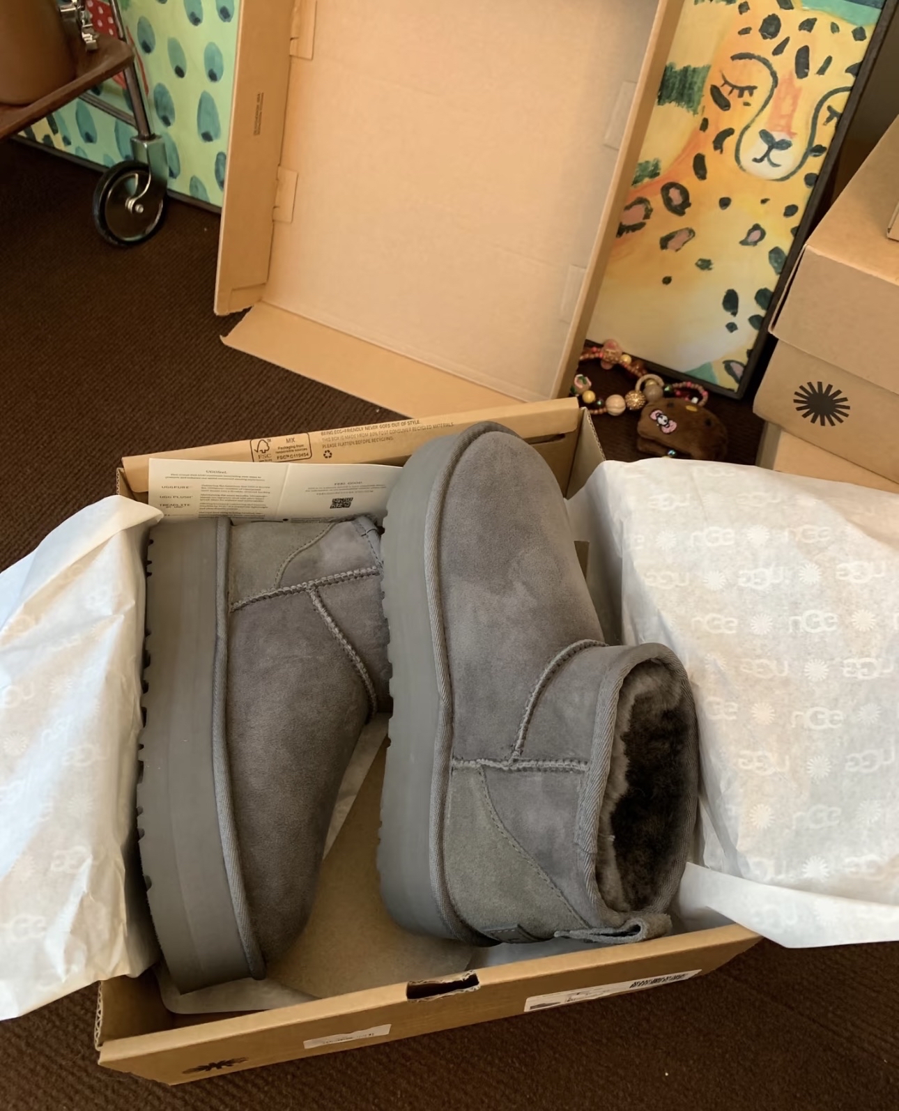 custom review-UGG CLASSIC ULTRA MINI Термостойкий противоскользящий ботинок для лодыжки (размер в длину) Снежные ботинки Женские Серый