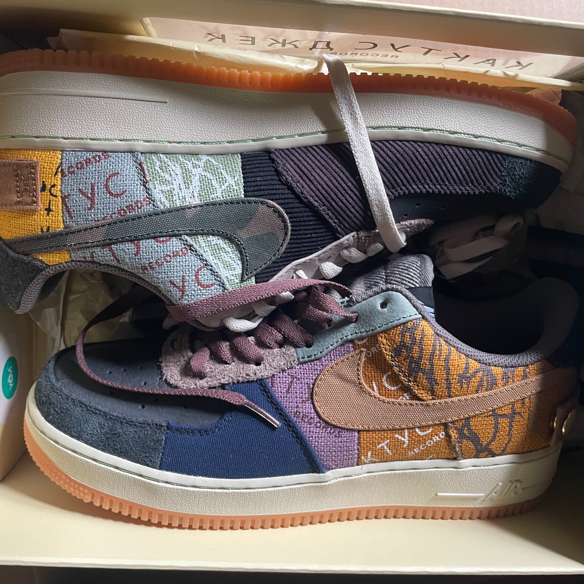 custom review-Nike X Travis Scott Air Force 1 Cactus Jack TS Пэчворк Низкие Кроссовки для скейтбординга Унисекс Желтые
