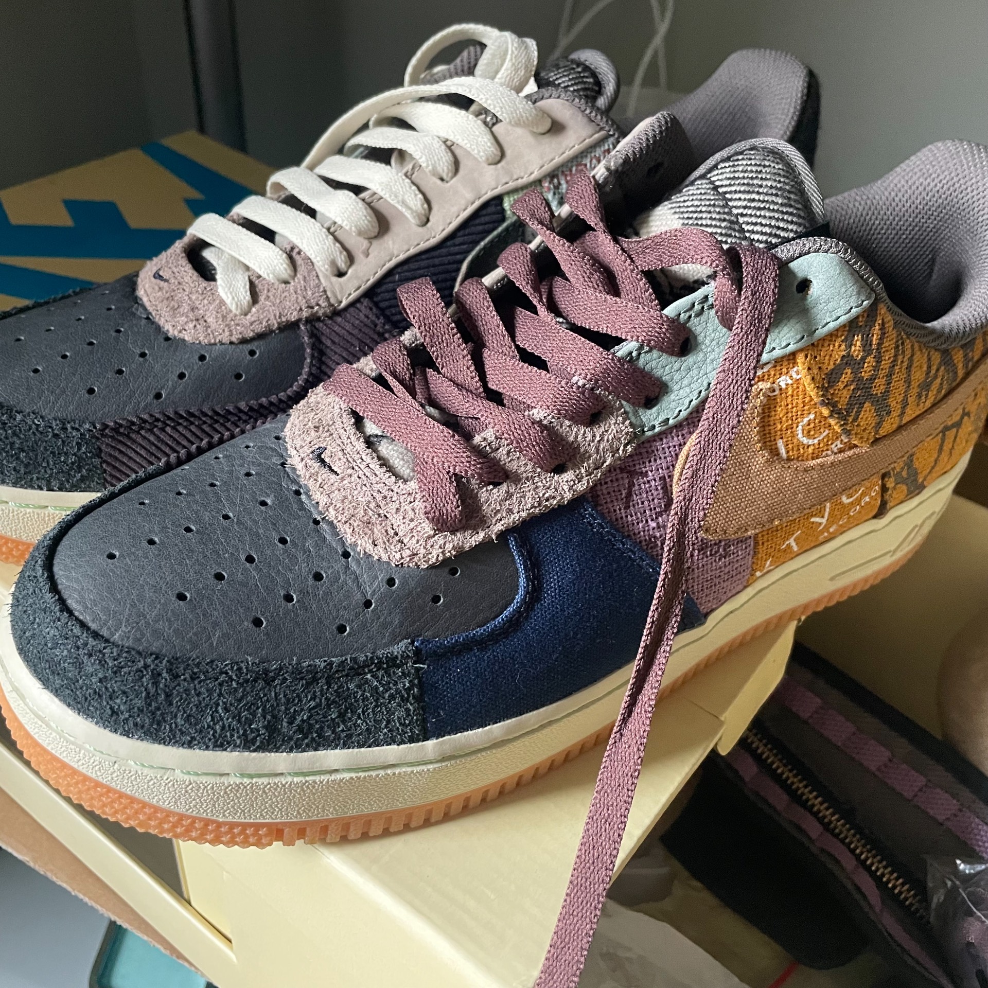 custom review-Nike X Travis Scott Air Force 1 Cactus Jack TS Пэчворк Низкие Кроссовки для скейтбординга Унисекс Желтые