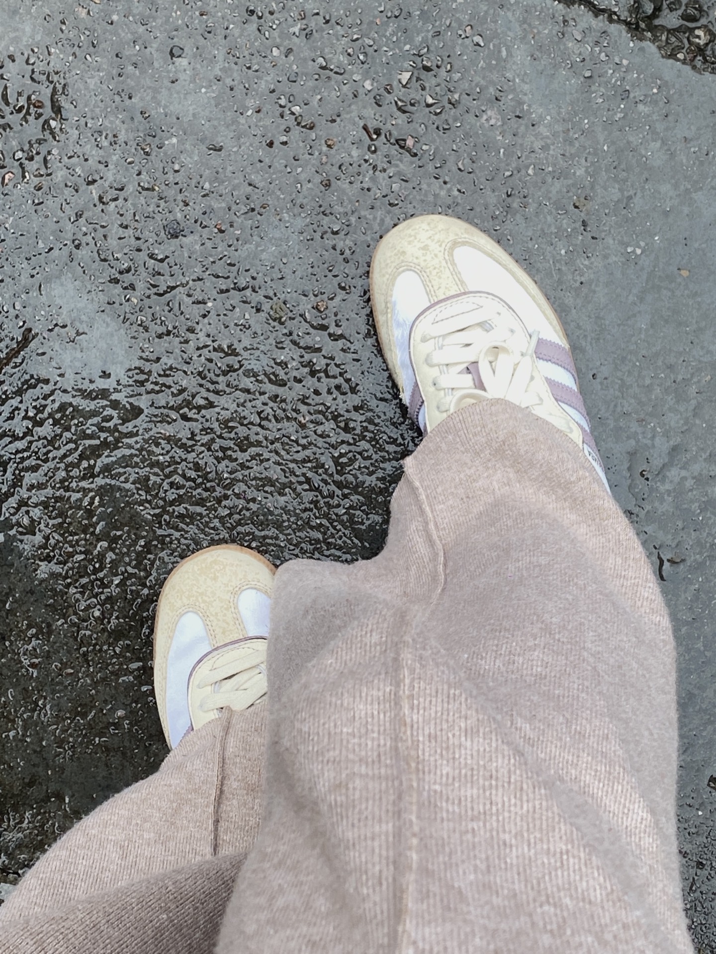 custom review-Adidas Originals SAMBA OG Устойчивые к истиранию низкие скейтборд-кроссовки Унисекс Бежево-фиолетовые