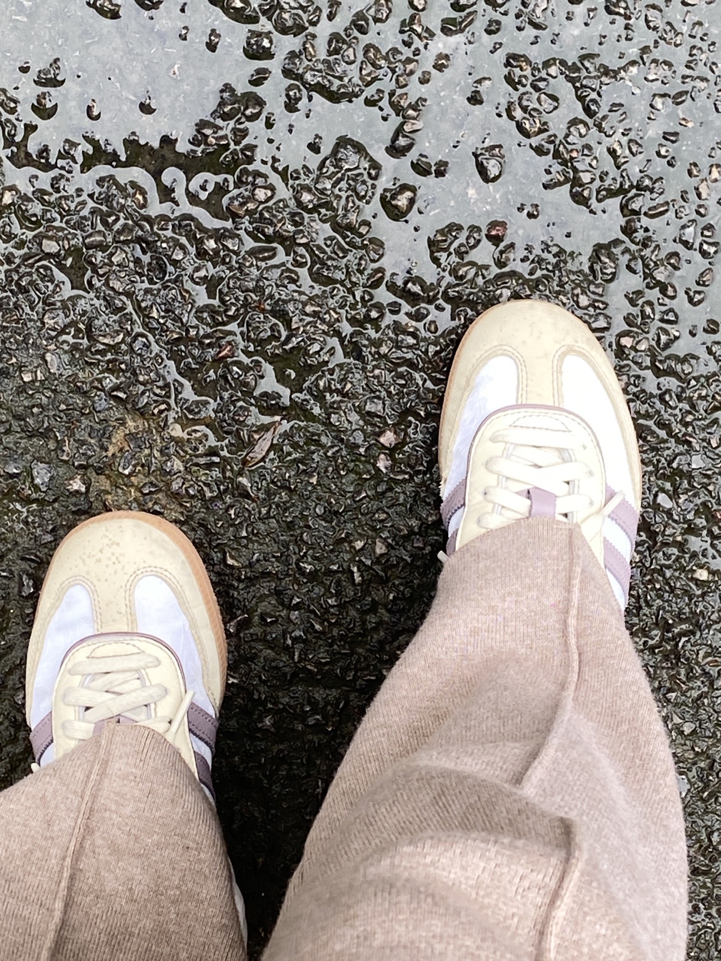 custom review-Adidas Originals SAMBA OG Устойчивые к истиранию низкие скейтборд-кроссовки Унисекс Бежево-фиолетовые