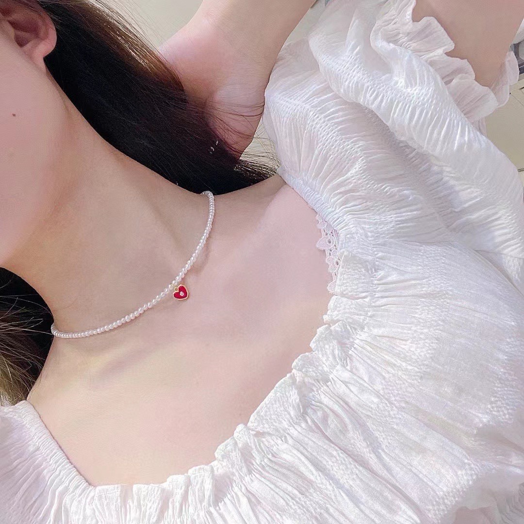 520心形淡水珍珠项链,女孩子就要温温柔柔甜甜美美,原图无滤镜