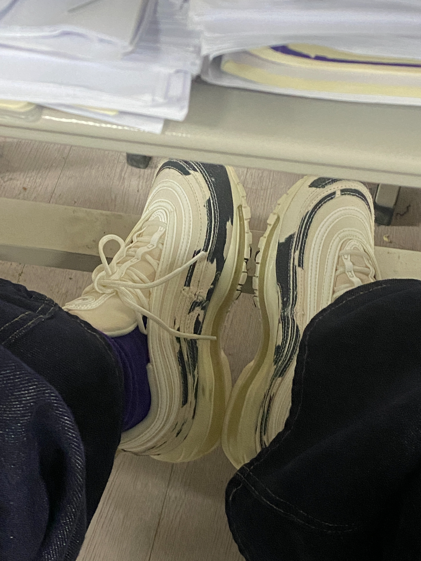 custom review-Nike Air Max 97 'Корова Принт' Низкий Топ Casual Женские Белый Черный