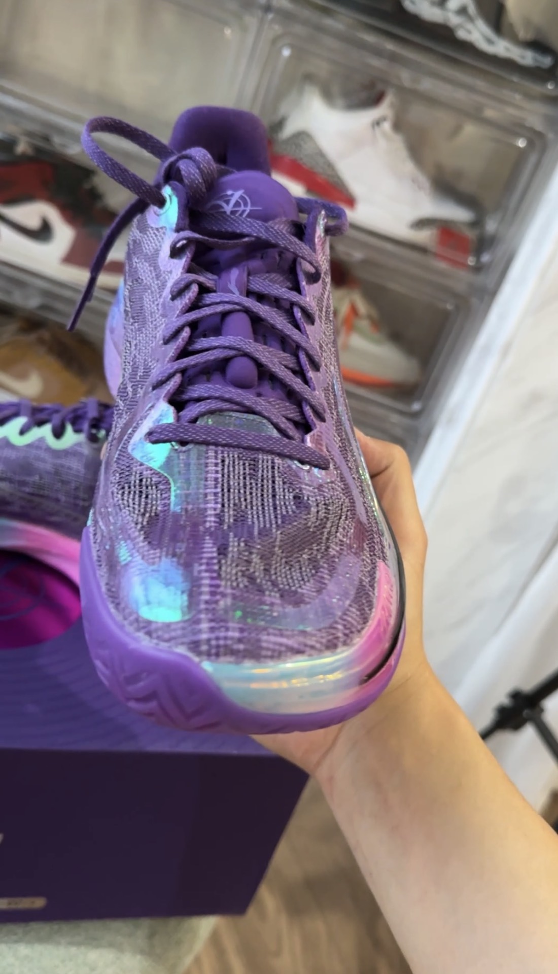 custom review-LiNing Gamma Radiation Storm Anti Slip And Wear Resistant Support Rebound Low Top Basketball Shoes Men's Purple