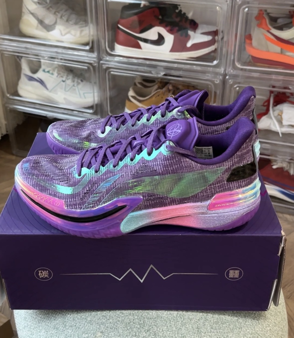 custom review-LiNing Gamma Radiation Storm Anti Slip And Wear Resistant Support Rebound Low Top Basketball Shoes Men's Purple