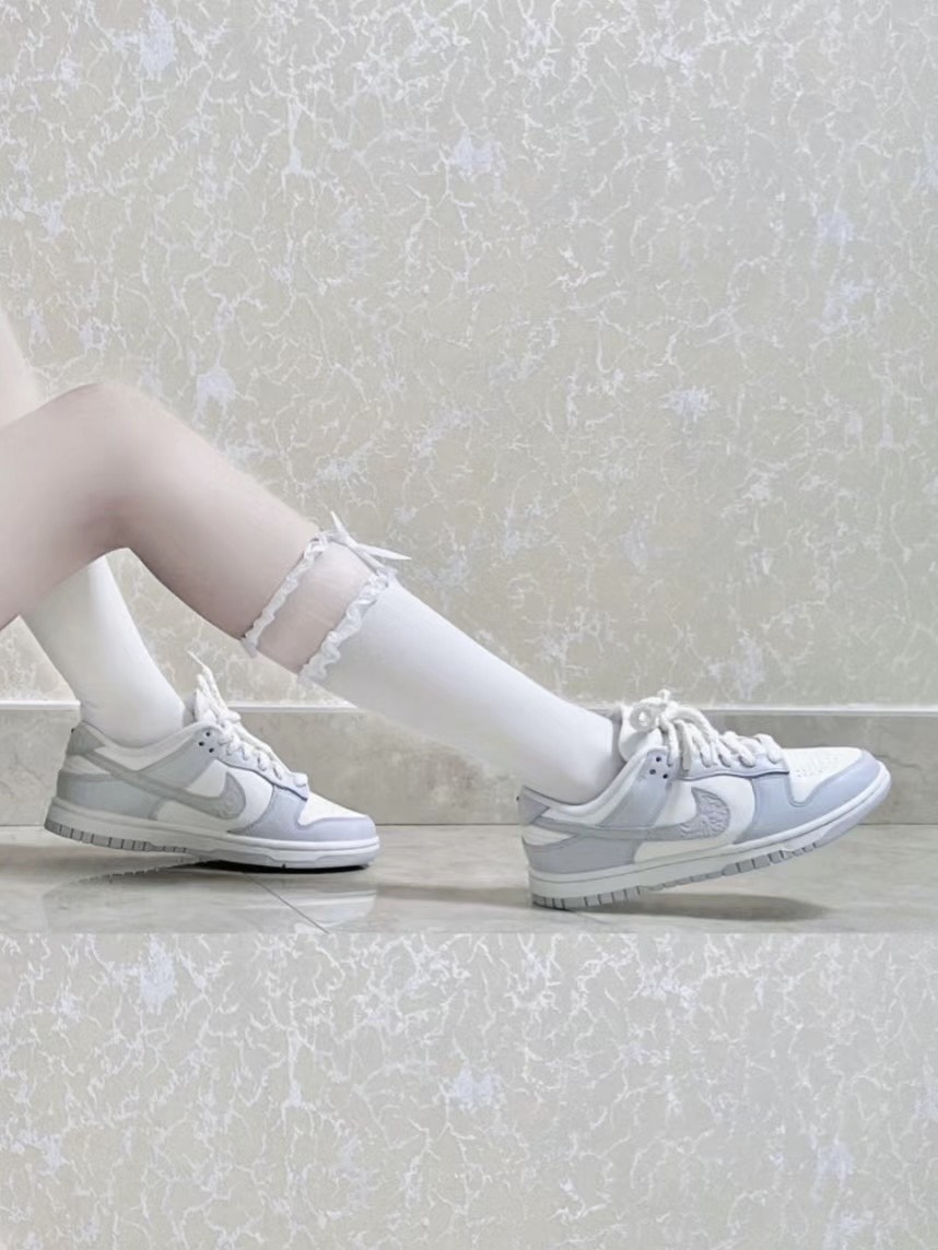 custom review-Nike Dunk Low Топ Скейтборд Кроссовки Женские Серые