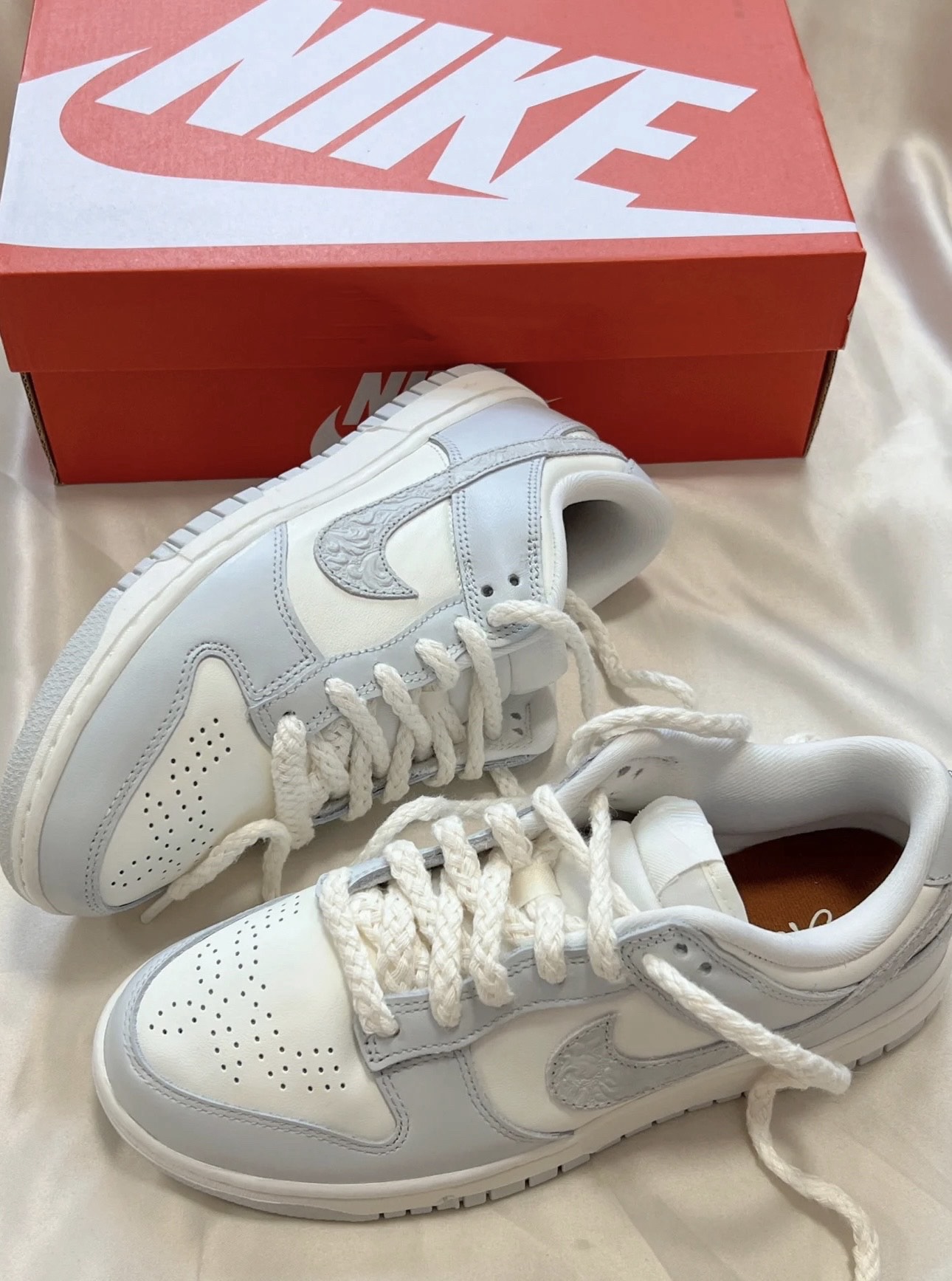 custom review-Nike Dunk Low Топ Скейтборд Кроссовки Женские Серые