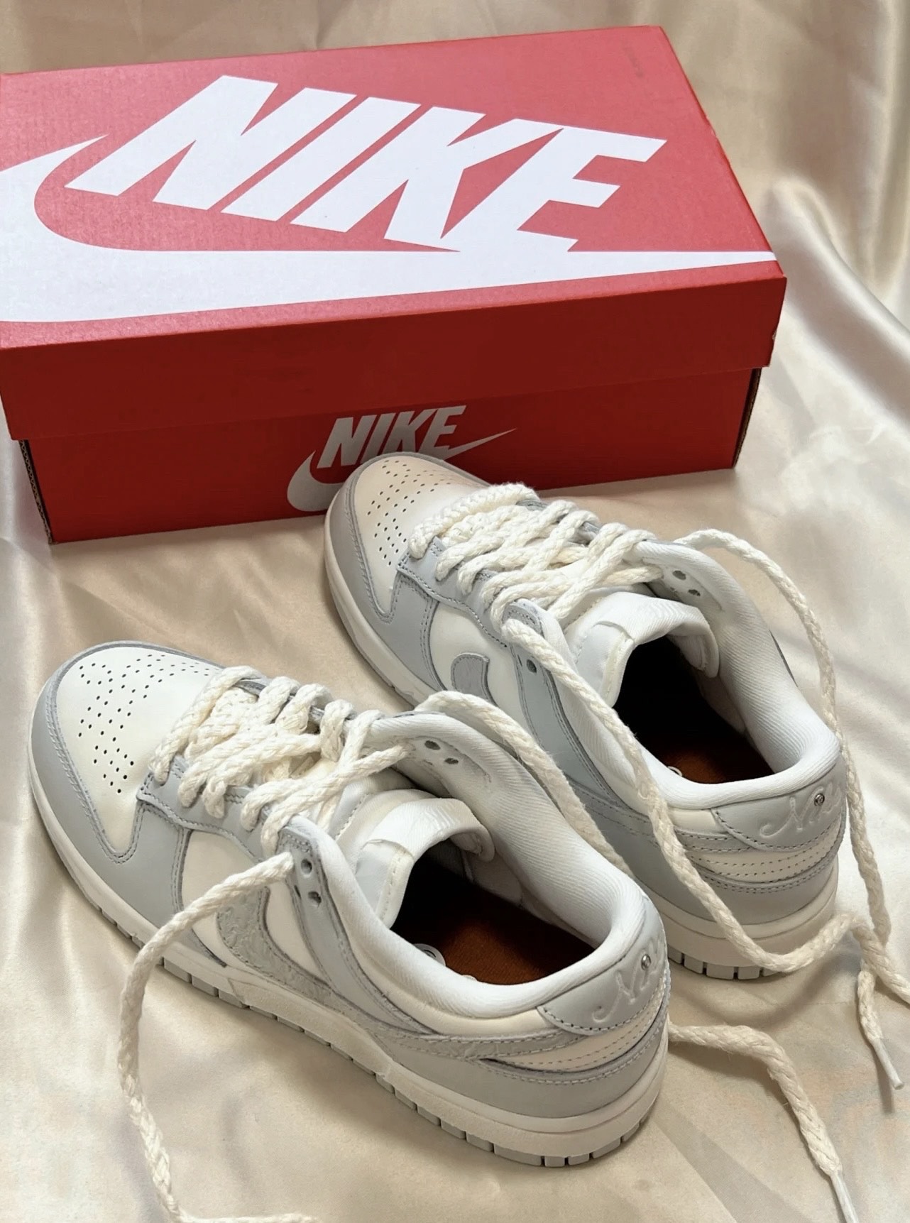 custom review-Nike Dunk Low Топ Скейтборд Кроссовки Женские Серые