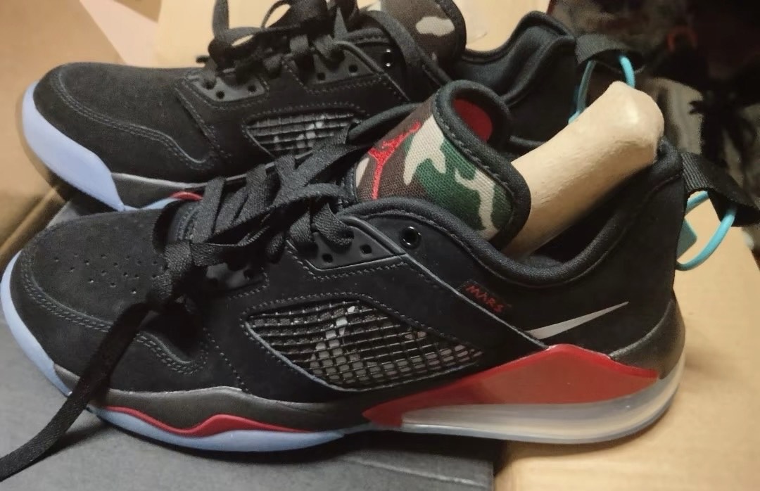 custom review-Джордан Mars 270 Low Shock Absorbers Slip-Resistant Low Top Винтажные Баскетбольные Кроссовки Мужские Черные Красные Камуфляж