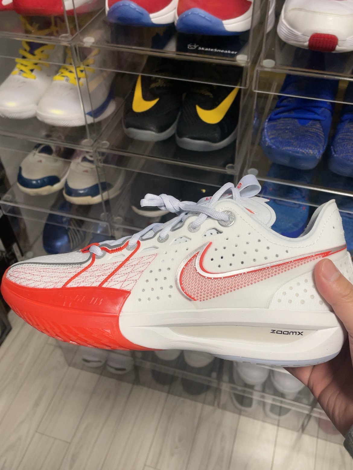 custom review-Nike Air Zoom G.T. Cut 3 Low Топ Баскетбольные кроссовки Унисекс Белый Красный Азиатская версия