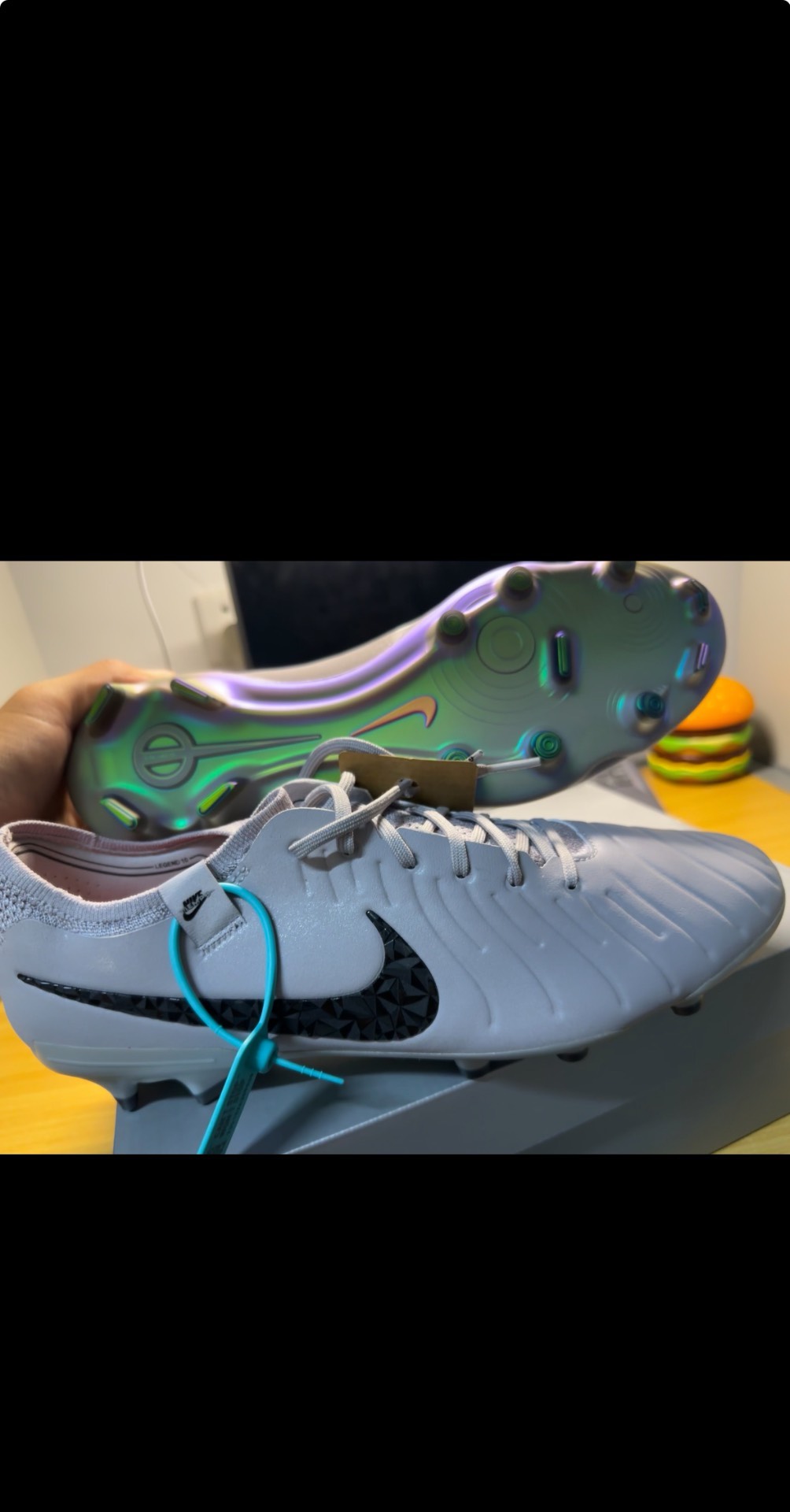 custom review-Nike Tiempo Legend 10 FG Твердый грунт Противоскользящие Устойчивые к истиранию Футбольные бутсы Унисекс Серый Черный