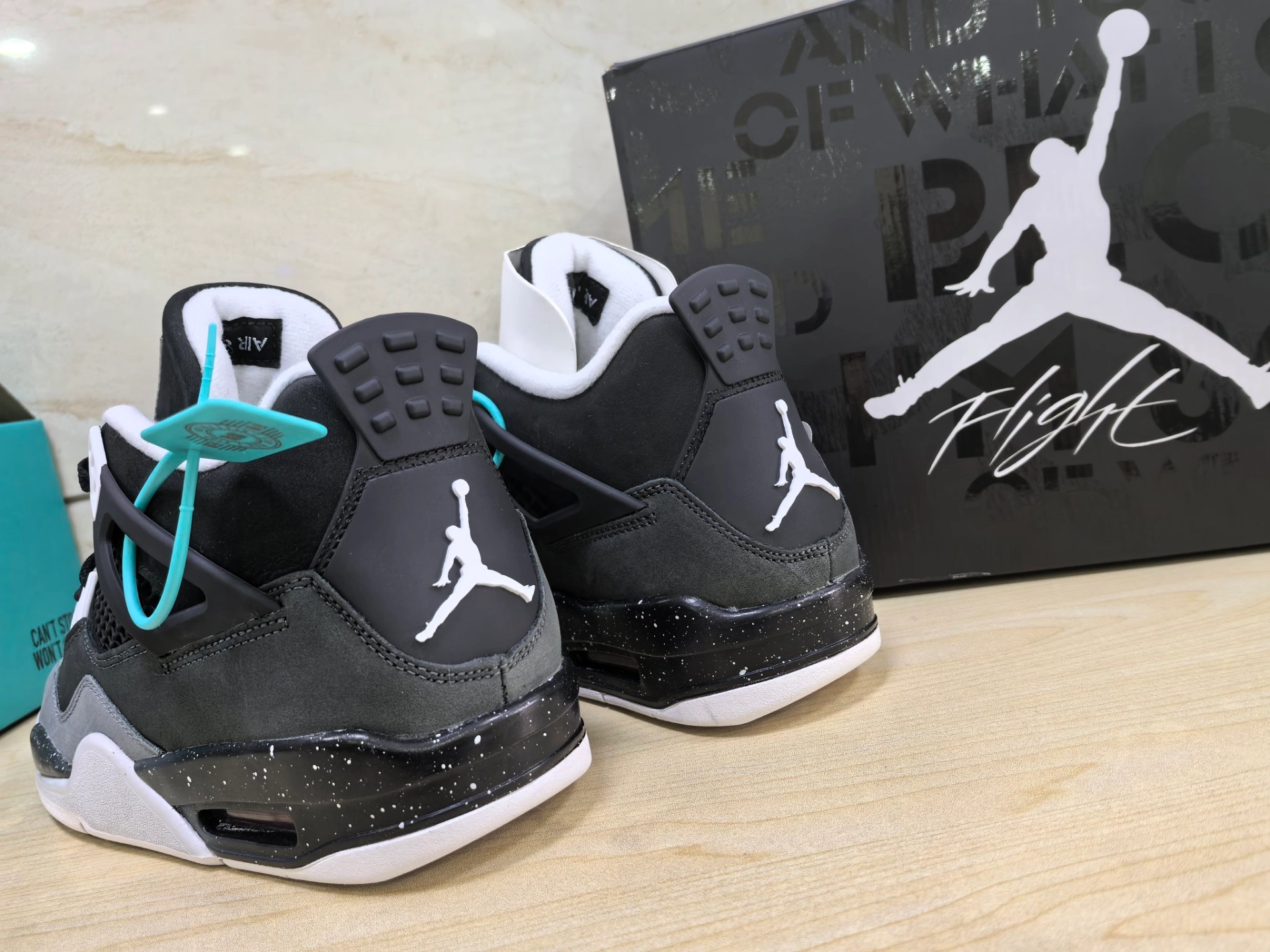 custom review-Jordan Air Jordan 4 Slip Resistant Anti Kick High Top Children's Basketball Shoes Black Teenagers