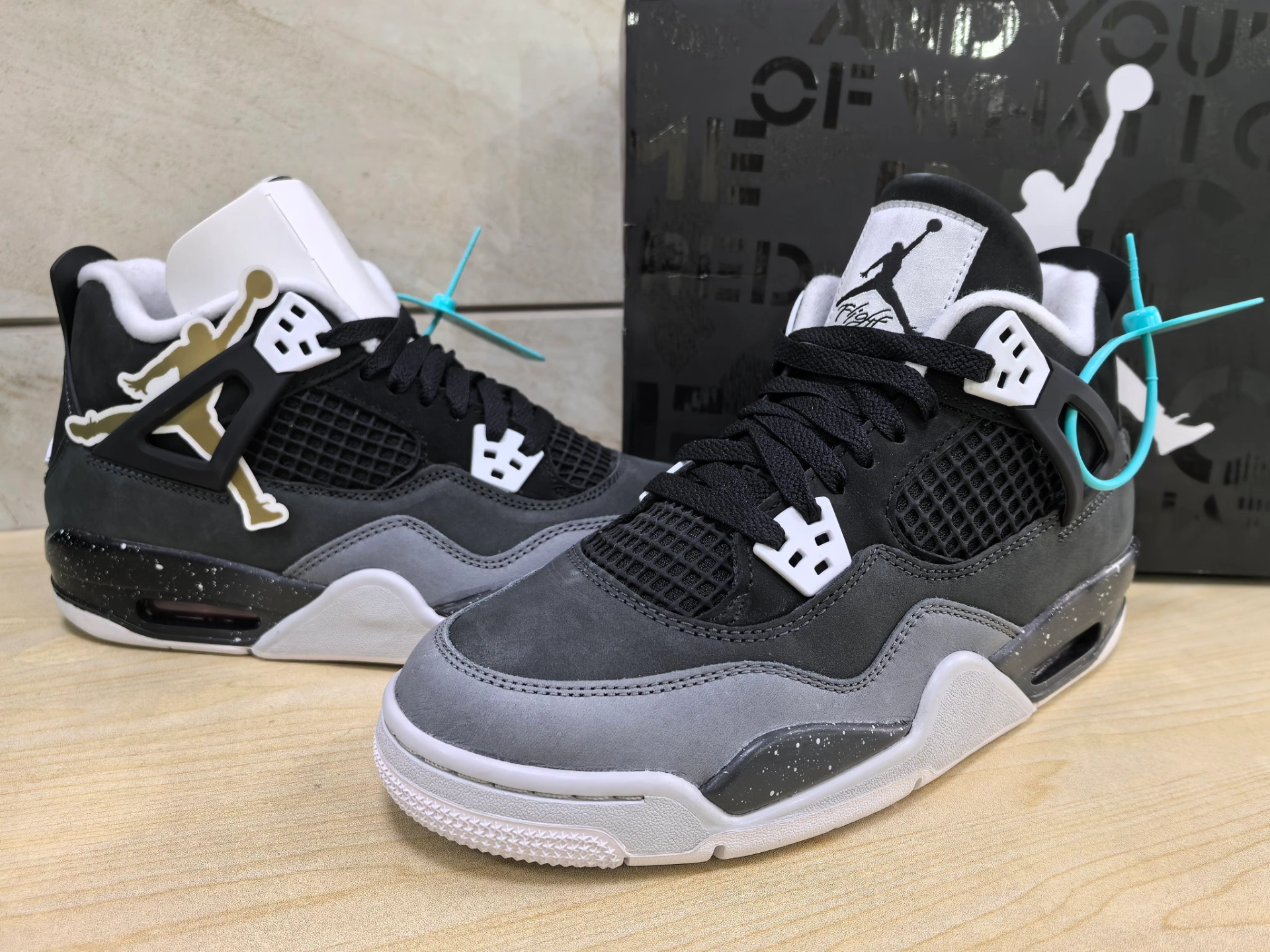 custom review-Jordan Air Jordan 4 Slip Resistant Anti Kick High Top Children's Basketball Shoes Black Teenagers