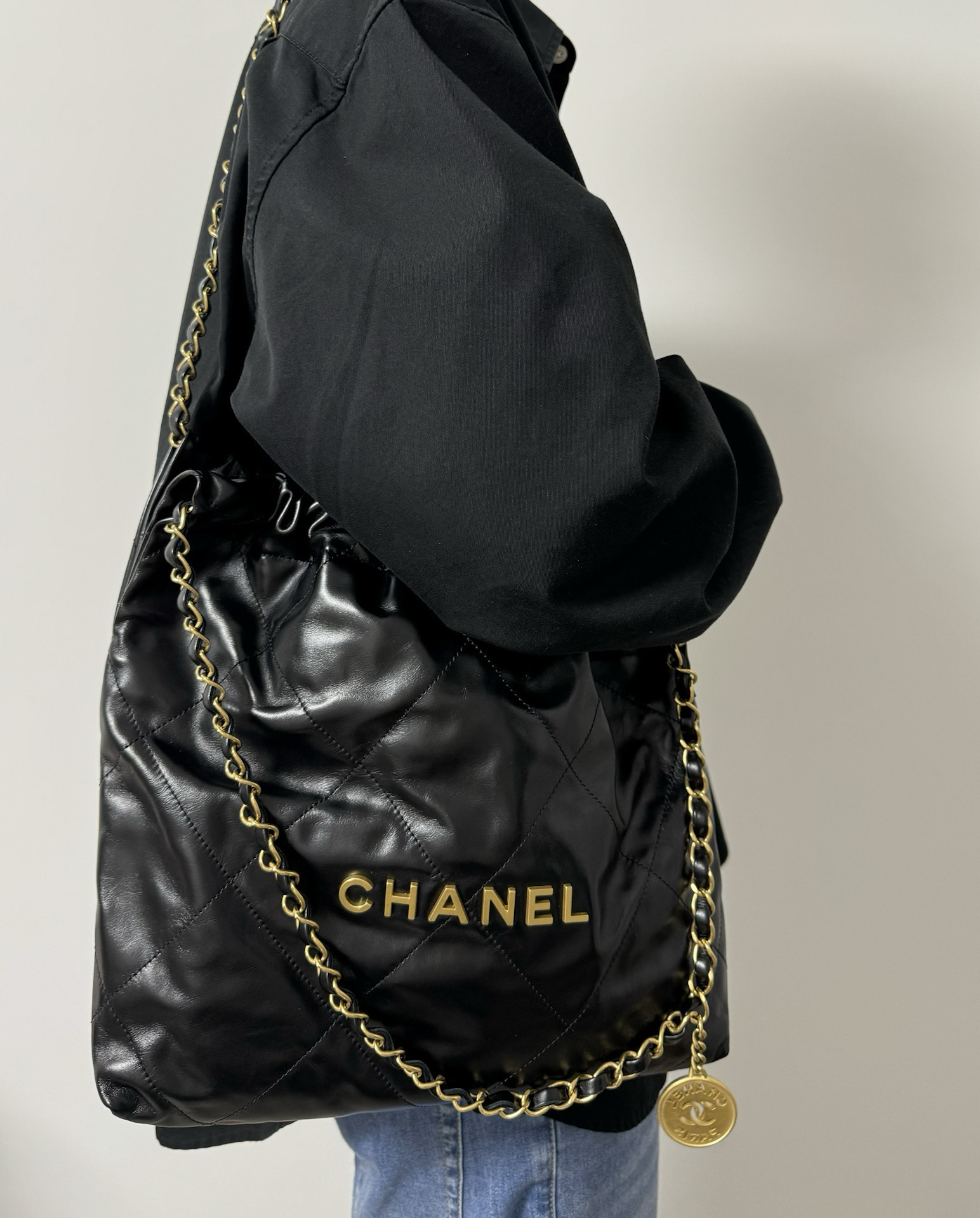 香奈儿22bag垃圾袋黑金小号