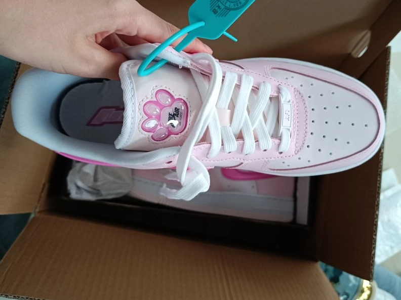 custom review-Nike Air FORCE 1 Low Топ Скейтборд Кроссовки Женские Белые Розовые