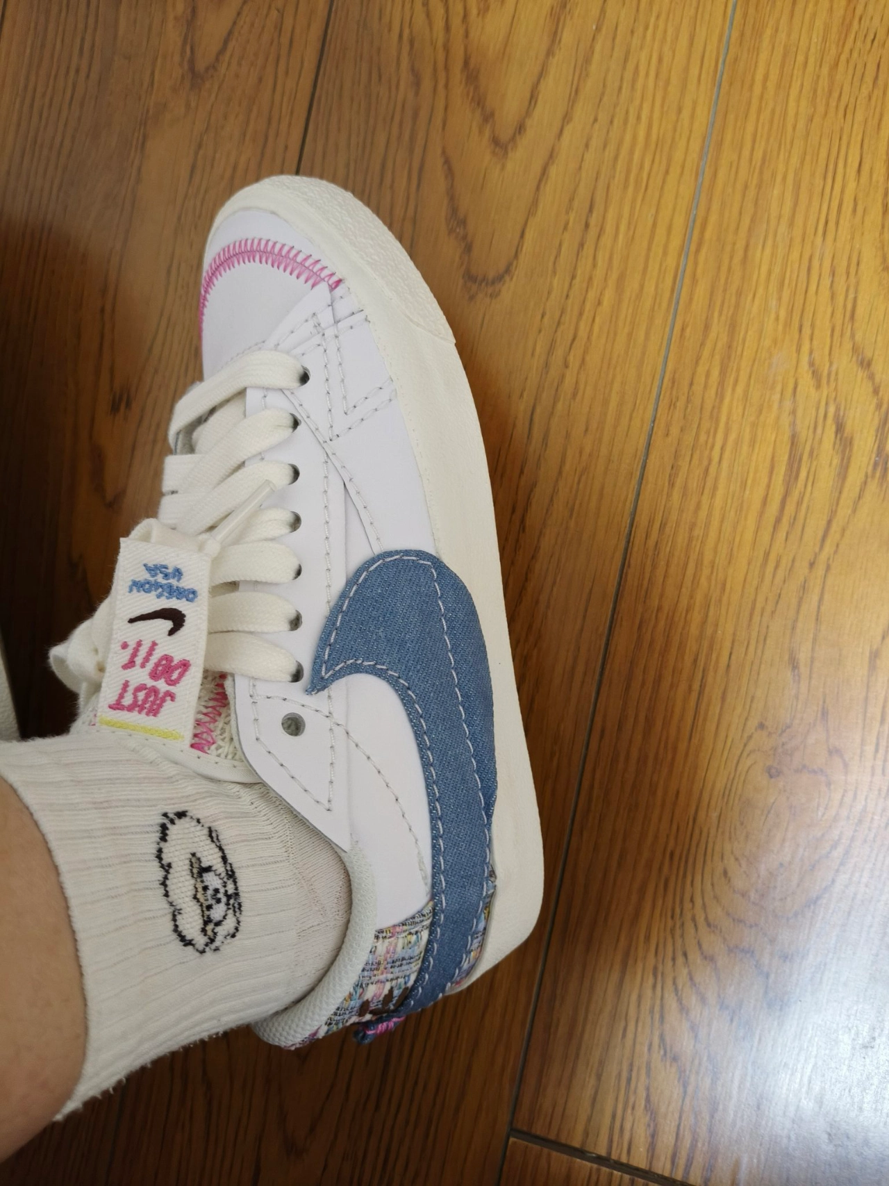 custom review-Nike Blazer Low '77 JUMBO 'Деним Swoosh' Низкая Скейтборд Обувь Женская Белая Синяя