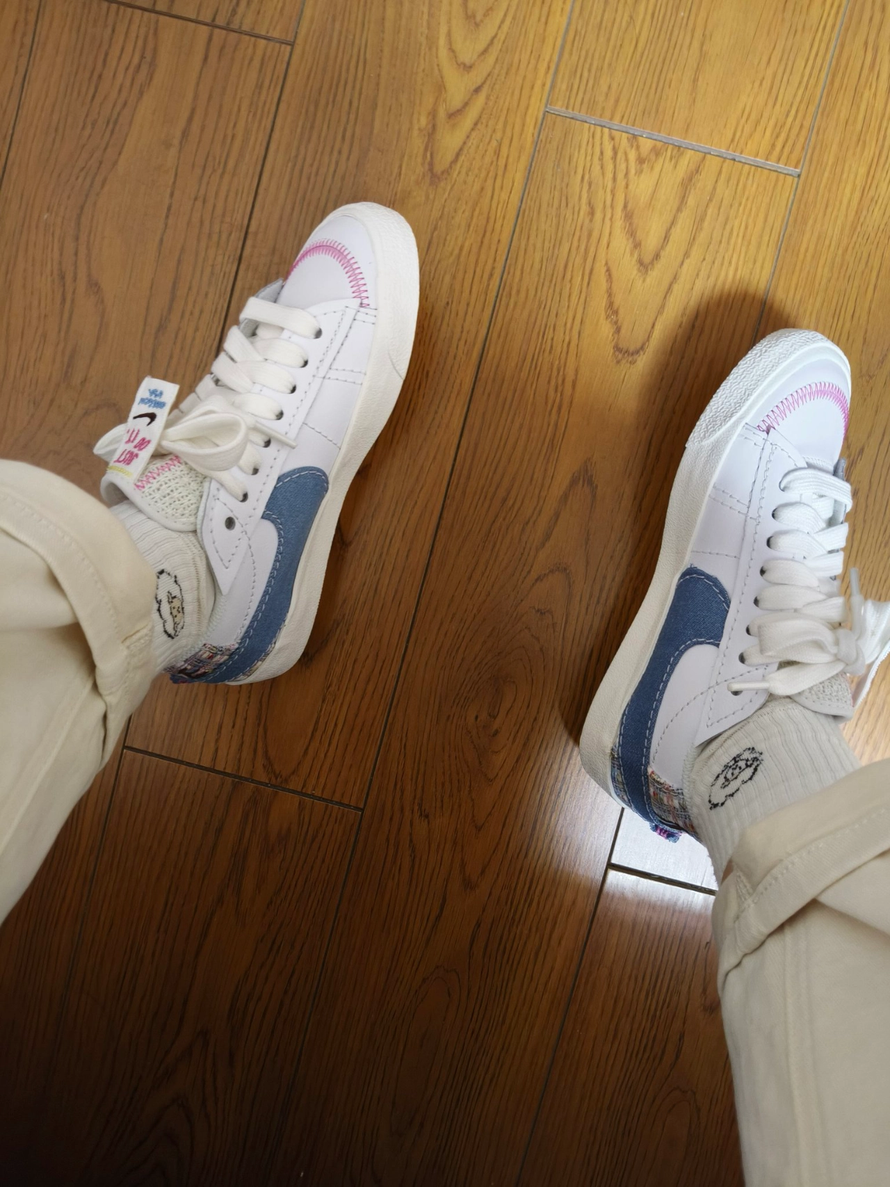 custom review-Nike Blazer Low '77 JUMBO 'Деним Swoosh' Низкая Скейтборд Обувь Женская Белая Синяя