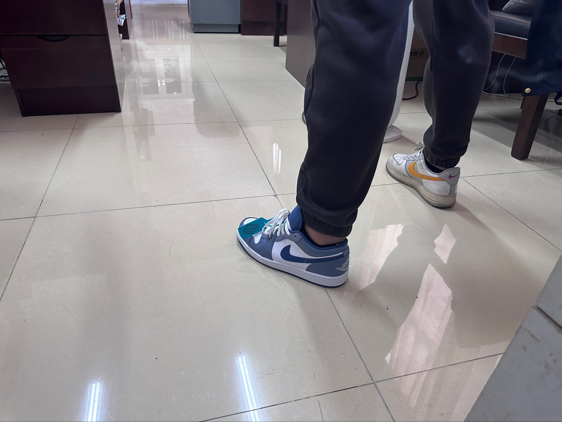 custom review-Jordan Air Jordan 1 Low Устойчивый к истиранию Низкий Топ Винтажные баскетбольные кроссовки Мужской Морской синий