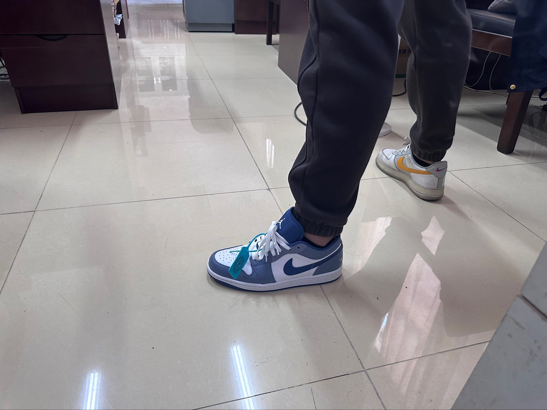 custom review-Jordan Air Jordan 1 Low Устойчивый к истиранию Низкий Топ Винтажные баскетбольные кроссовки Мужской Морской синий