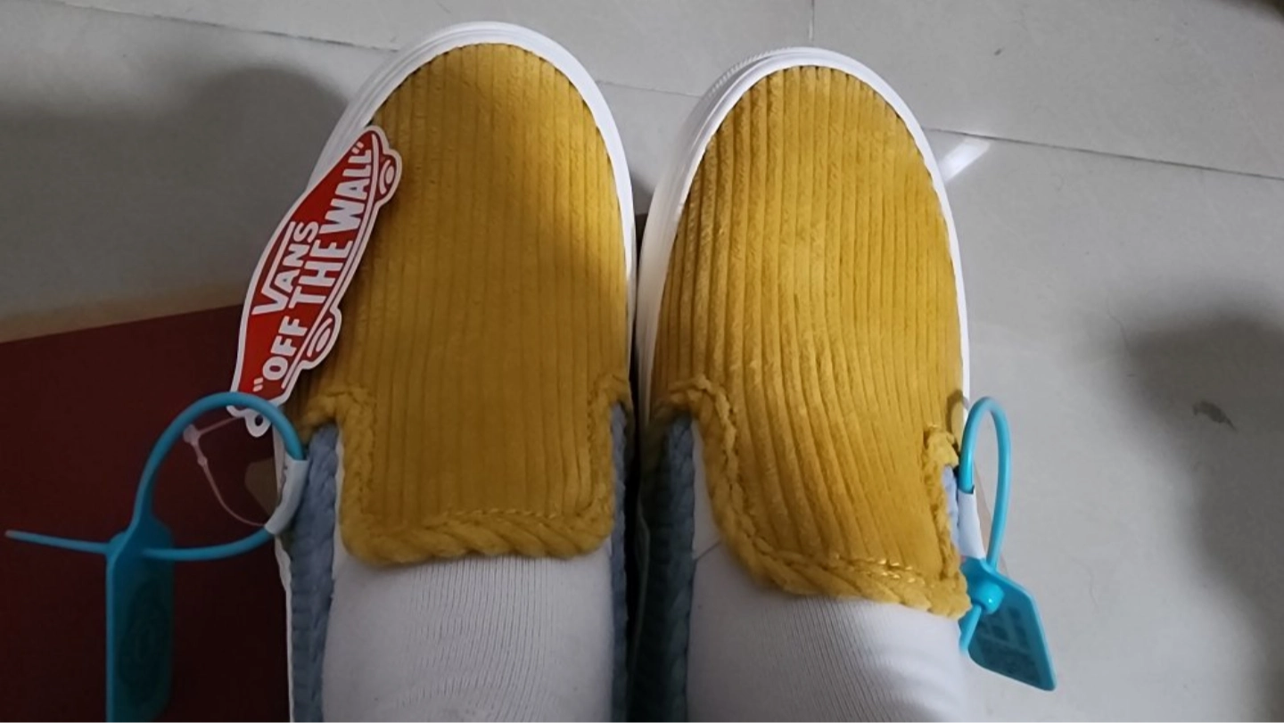 custom review-VANS Slip-on Легкий Низкий Топ Скейтборд Кроссовки Унисекс Желтый Синий
