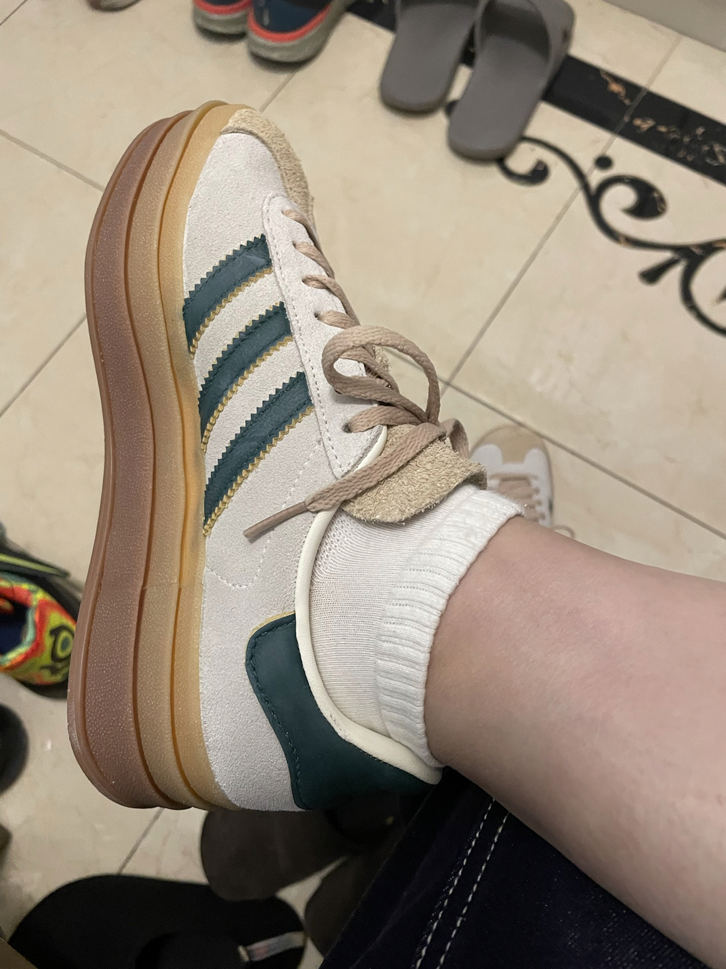 custom review-Adidas Originals GAZELLE BOLD W Abrasion Resistant Низкие Кроссовки для скейтбординга Женские Белые Зеленые