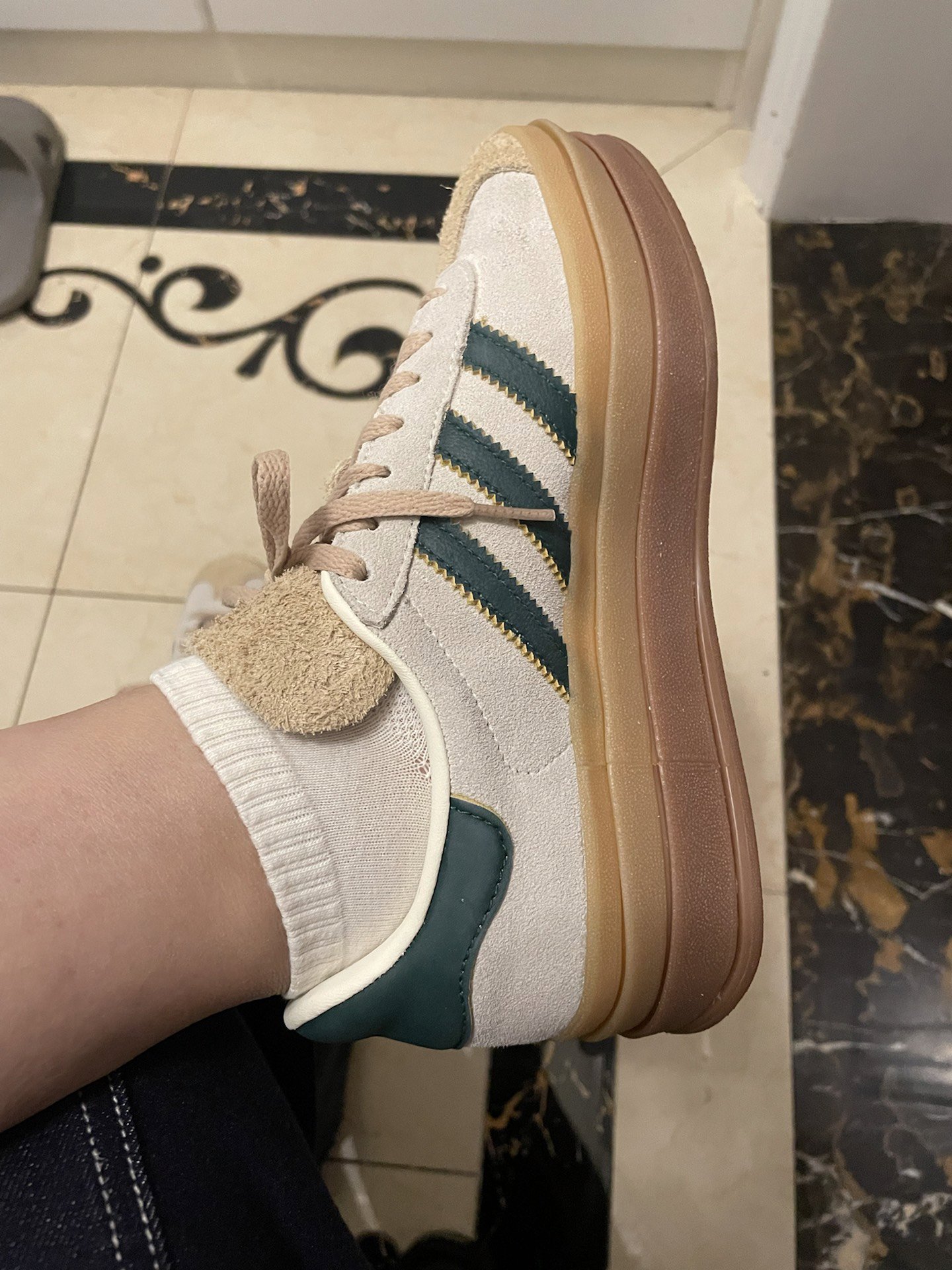 custom review-Adidas Originals GAZELLE BOLD W Abrasion Resistant Низкие Кроссовки для скейтбординга Женские Белые Зеленые