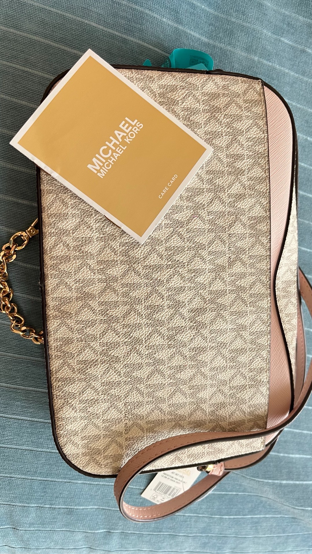 custom review-MICHAEL KORS Jet Set PVC Кожа Camera Сумка Сумка через плечо Большая Женская Розовая Белая Многоцветная