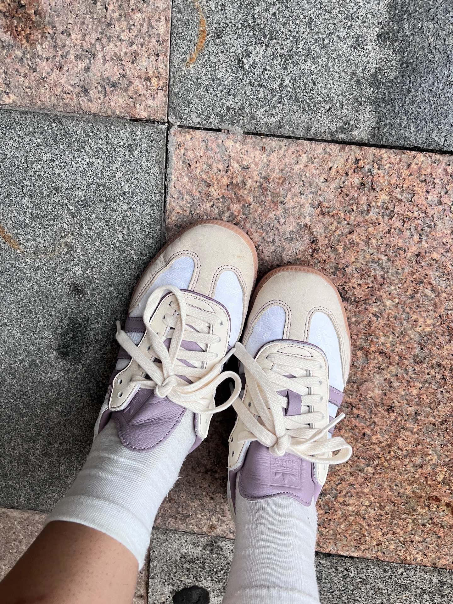 custom review-Adidas Originals SAMBA OG Устойчивые к истиранию низкие скейтборд-кроссовки Унисекс Бежево-фиолетовые