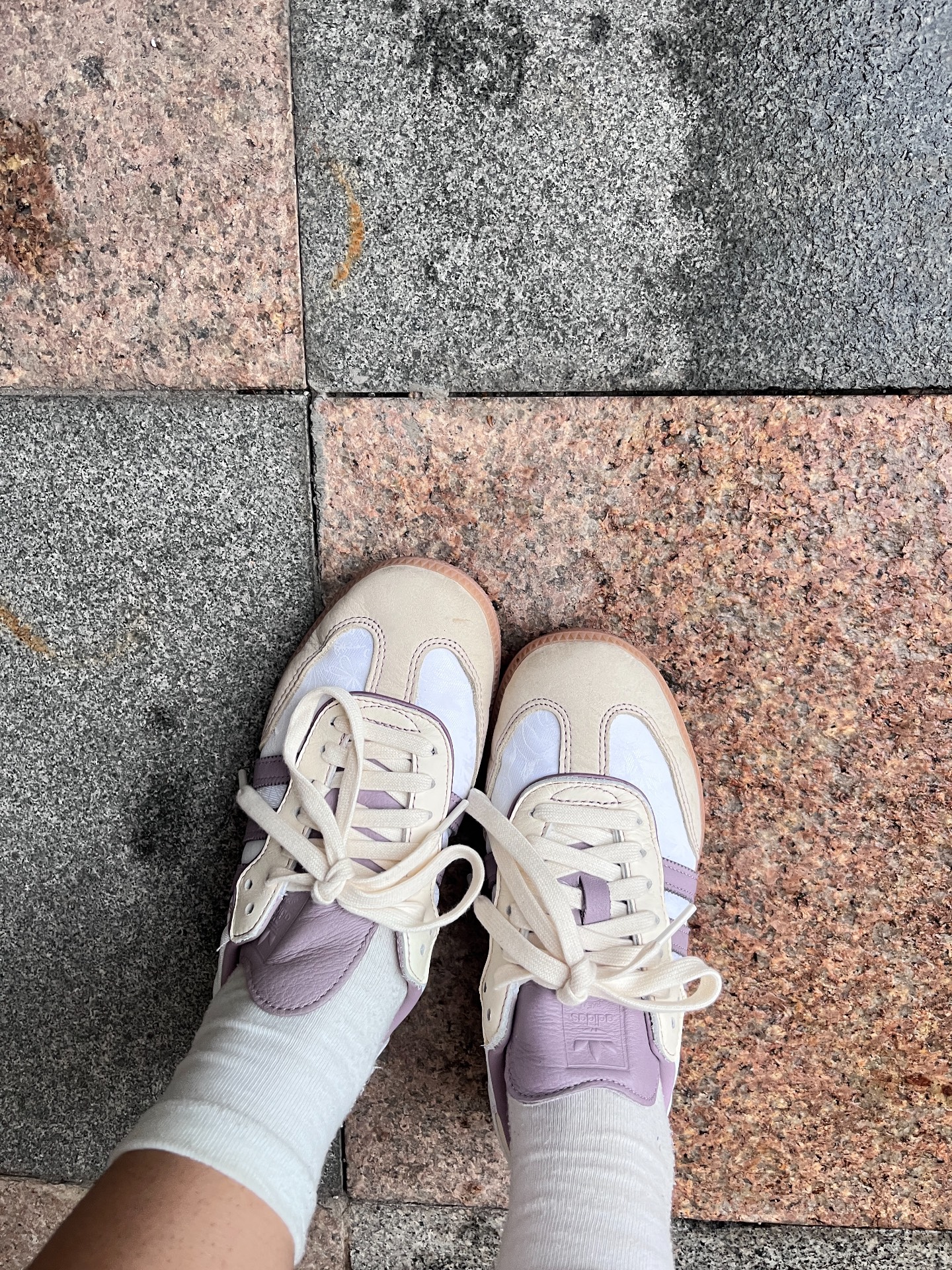 custom review-Adidas Originals SAMBA OG Устойчивые к истиранию низкие скейтборд-кроссовки Унисекс Бежево-фиолетовые