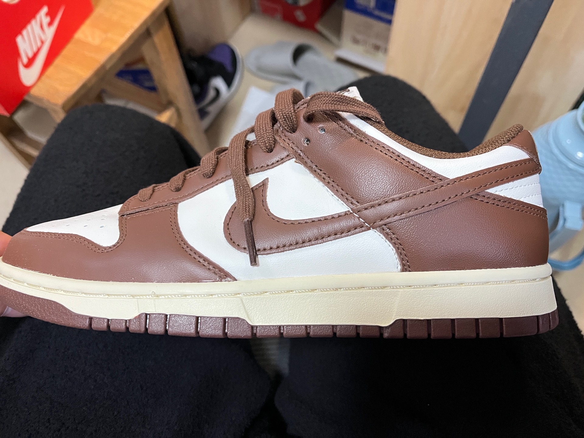 custom review-Nike Dunk 'Surfaces In Коричневый и Парус' Шоколадные Аbrasion-Resistant Низкие Кроссовки для скейтбординга Женские Коричневый белый