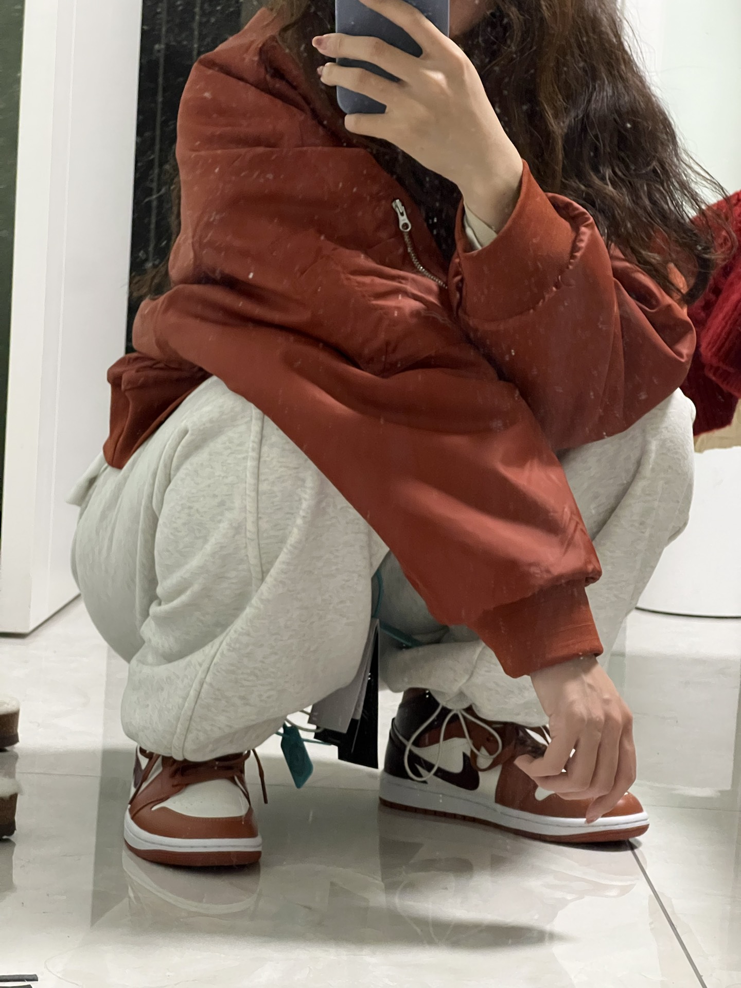 custom review-Jordan Air Jordan 1 Slip-resistant MID Топ Винтажные баскетбольные кроссовки Женские Красно-коричневый