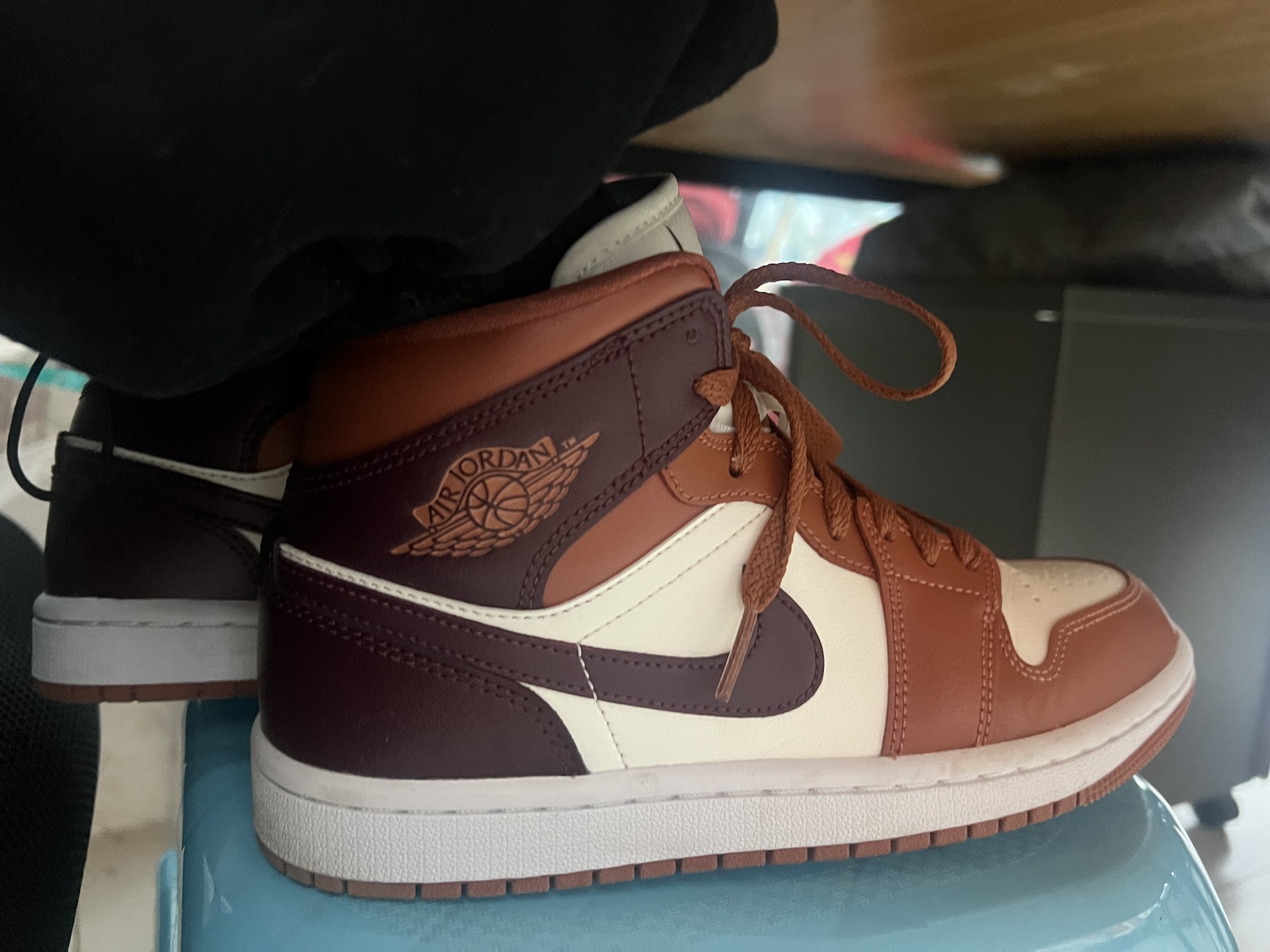 custom review-Jordan Air Jordan 1 Slip-resistant MID Топ Винтажные баскетбольные кроссовки Женские Красно-коричневый