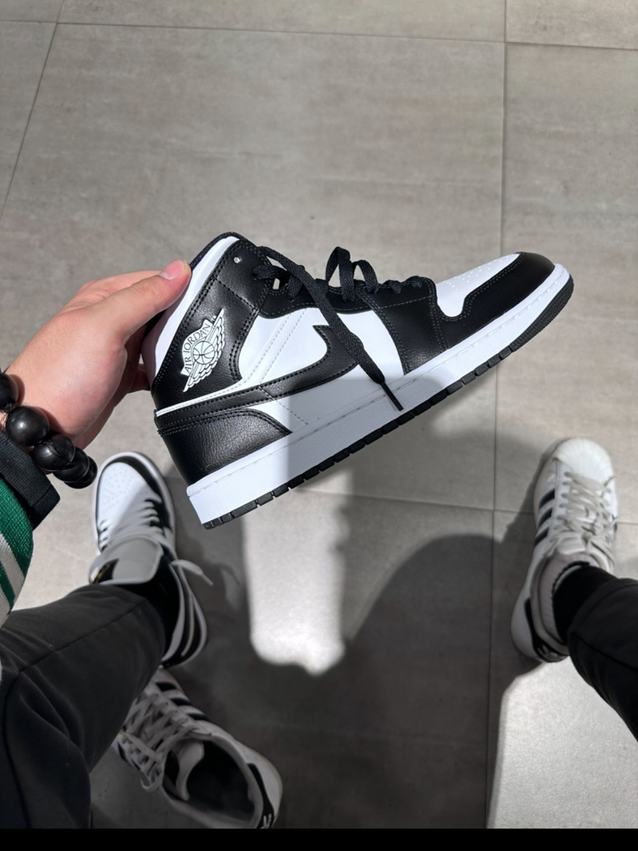 custom review-Jordan Air Jordan 1 MID Черный Белый Панда MID Топ Винтажные Баскетбольные Кроссовки Женские Черный Белый