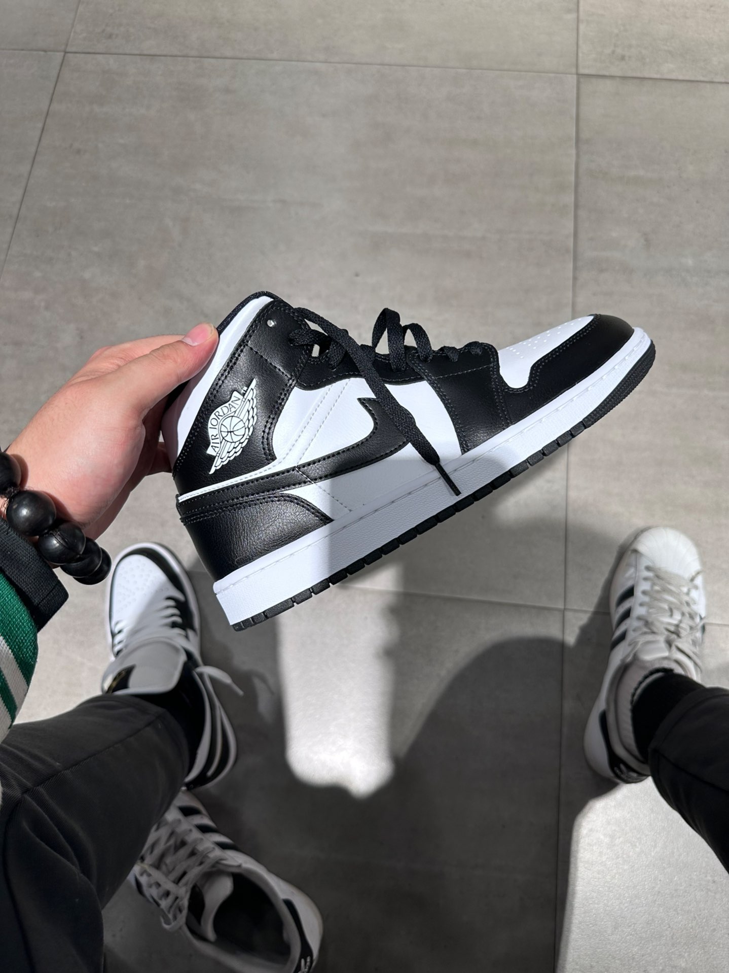 custom review-Jordan Air Jordan 1 MID Черный Белый Панда MID Топ Винтажные Баскетбольные Кроссовки Женские Черный Белый