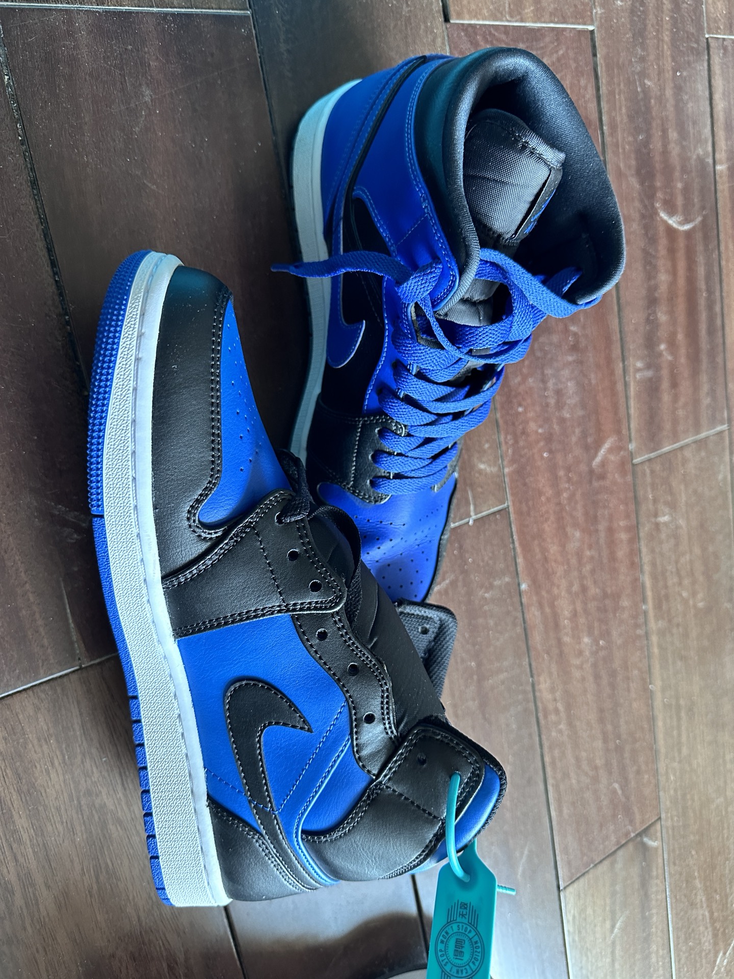 custom review-Jordan Air Jordan 1 MID 'Черный Королевский' MID Топ Винтажные баскетбольные кроссовки Мужской Синий черный