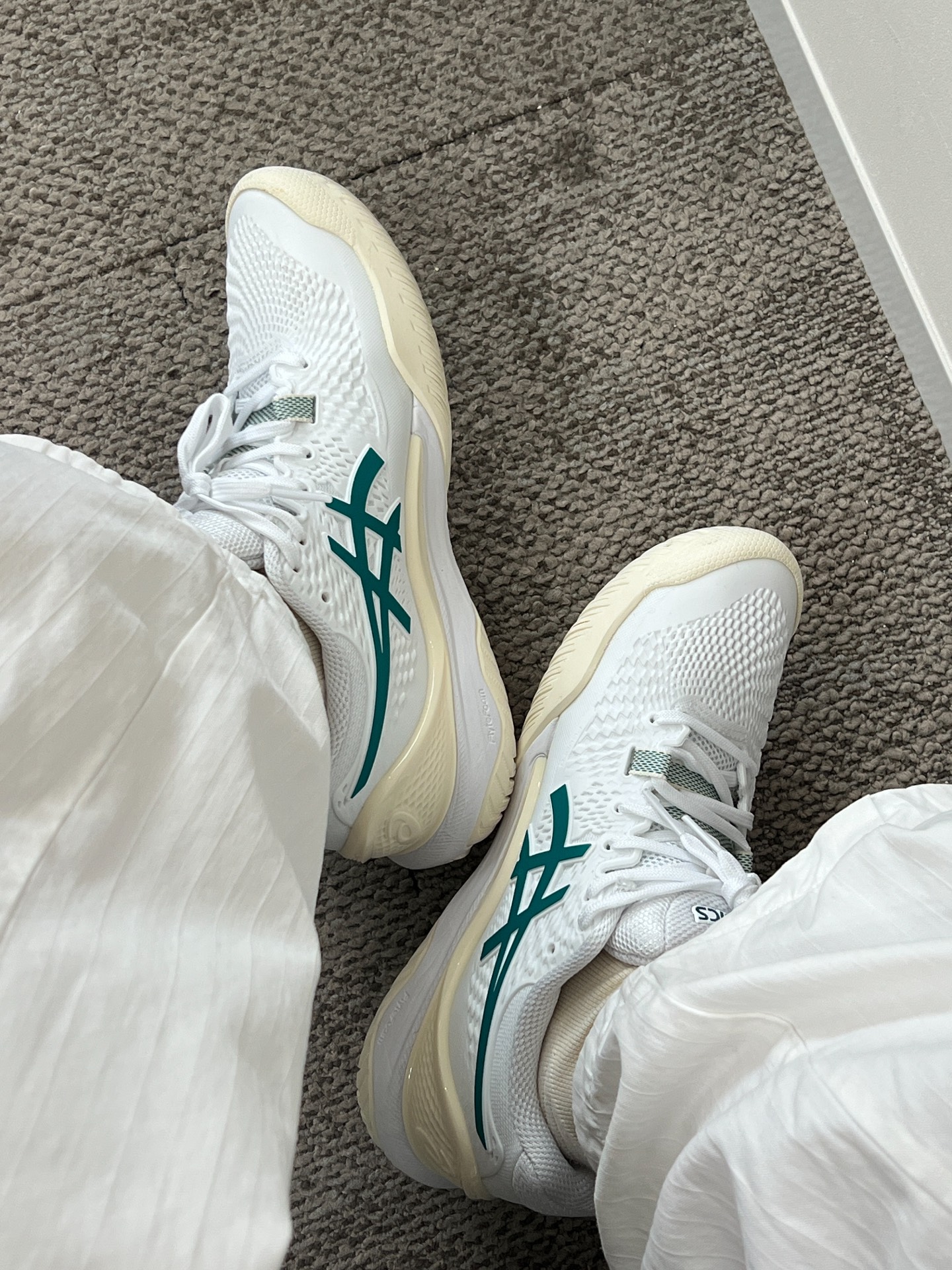 custom review-ASICS Gel Resolution 9 Противоскользящие Низкие Теннисные Кроссовки для Женщин Белые Зеленые